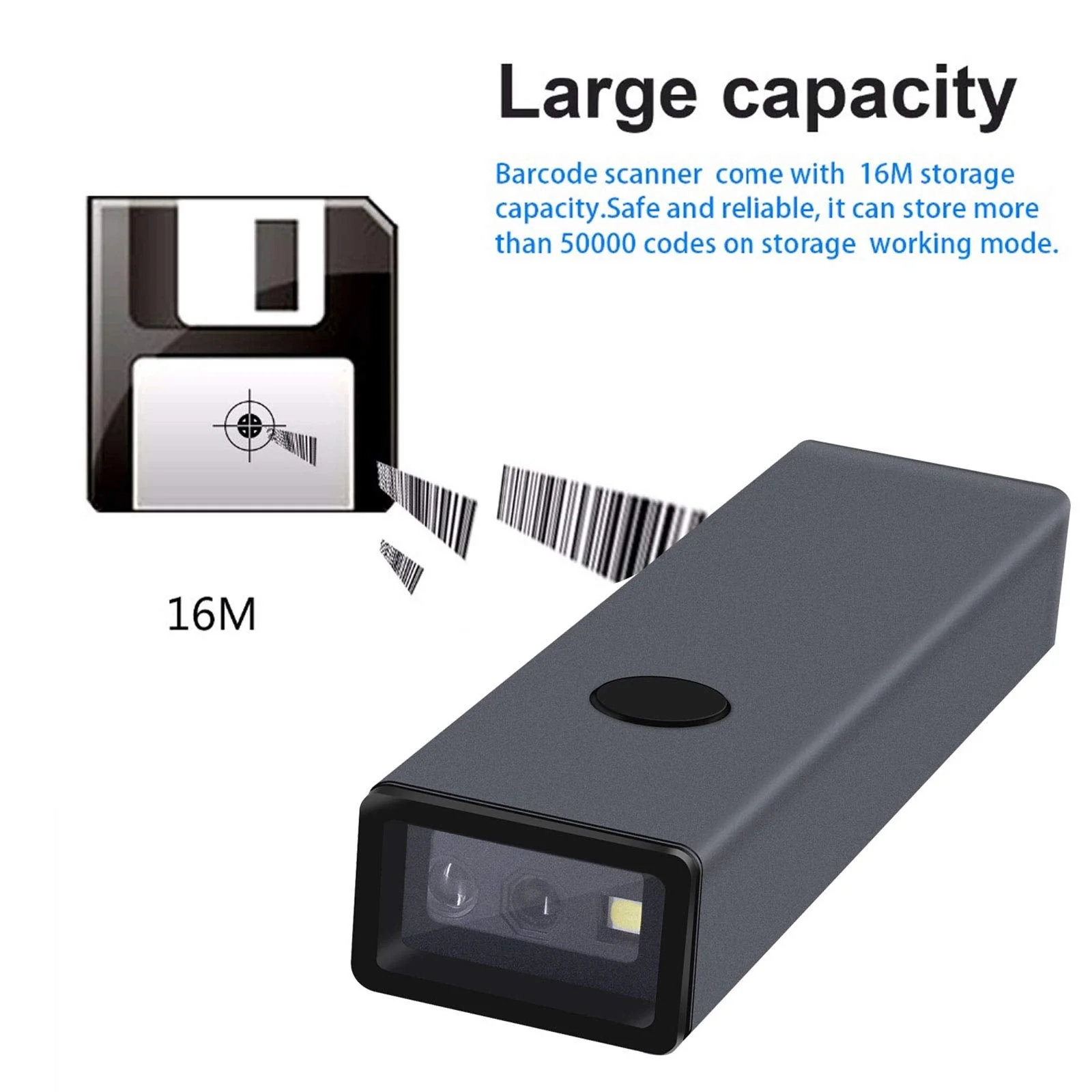 2D QR Wireless Bluetooth Alloy Metal Barcode Scanner,Symcode Portable Handheld Barcode Reader Scanner 3-in-1 Aluminum Alloy Metal Outer Box Barcode Scanner - Image 6