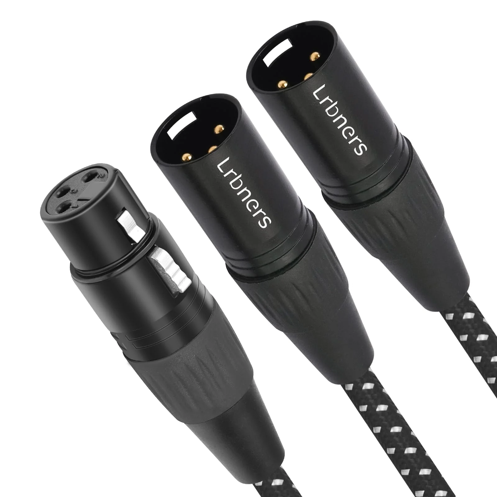 2FT XLR Female to Dual Male Cable – 3pin XLR Y-Splitter Adapter for PA Systems & Multi-Device Routing 2-Pack 1 Female to 2 Male - Image 2