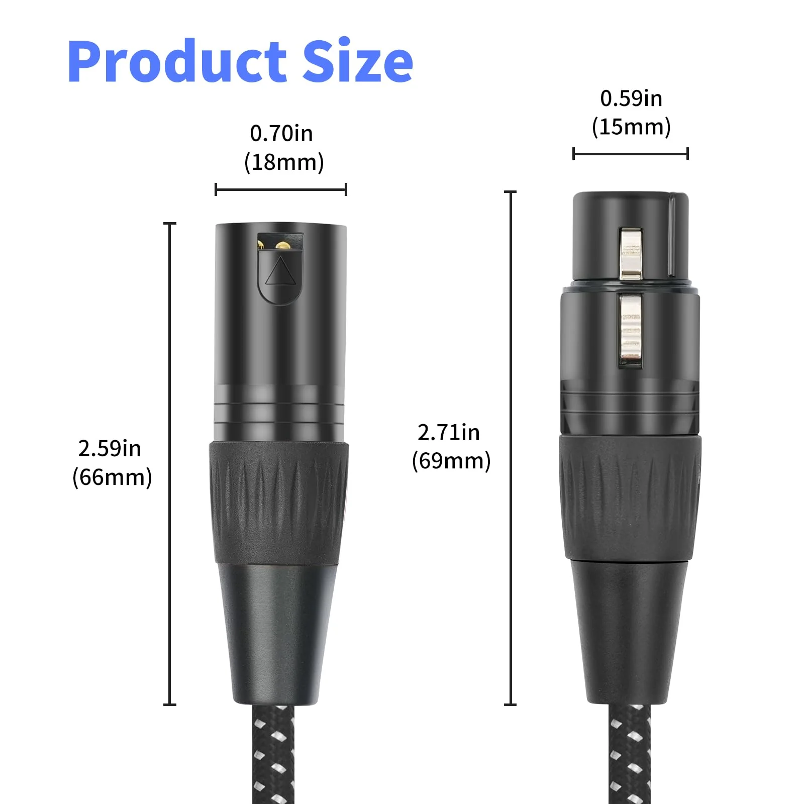 2FT XLR Female to Dual Male Cable – 3pin XLR Y-Splitter Adapter for PA Systems & Multi-Device Routing 2-Pack 1 Female to 2 Male - Image 3