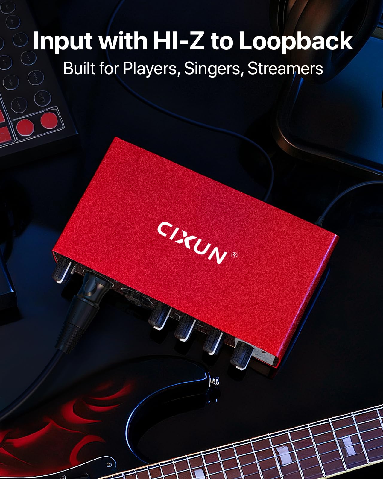 2i2 USB-C Audio Interface for PC/Mac Recording, 24-bit/192kHz, Dual TS/XLR Inputs, +48V Phantom Power, Studio/Podcast/Streaming (Scarlet) Scarlet (B-002) - Image 4