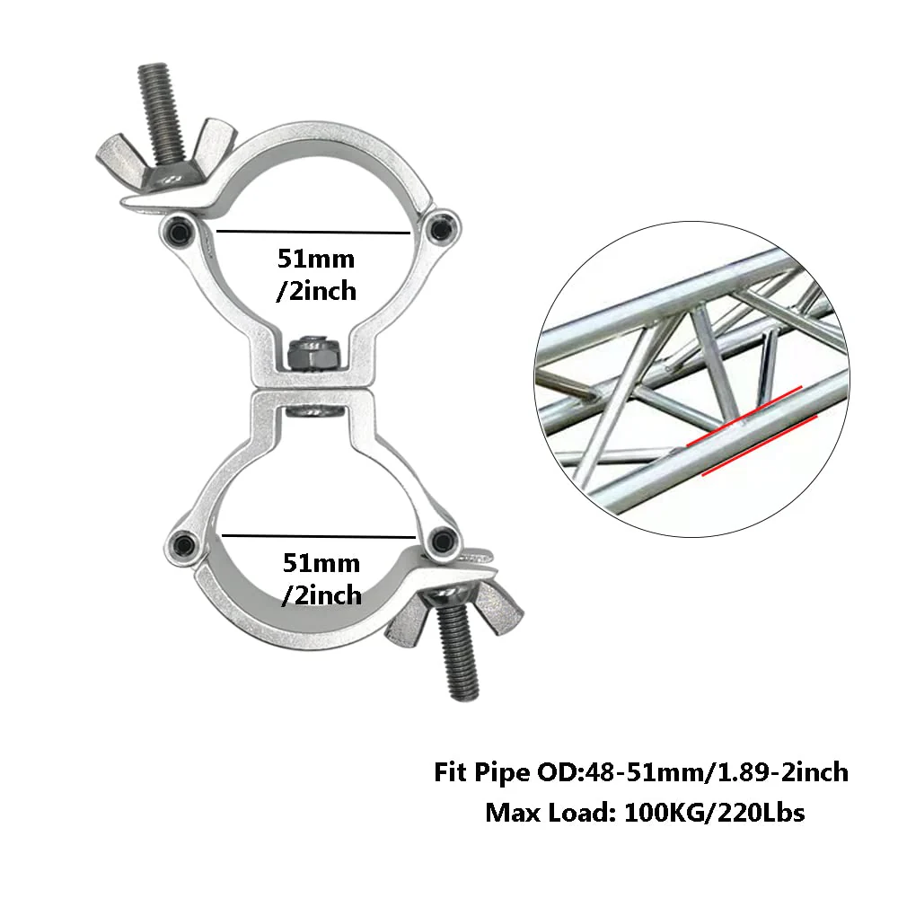 2Inch Lighting Truss Swivel Coupler Clamp Aluminum Alloy Stage Light Clamp Heavy Duty 220Lbs Fit Pipe 48-51mm/1.89-2 Inch F34 - Image 2