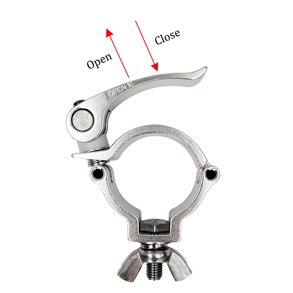 2inch Quick Release Stage Light Clamp Aluminum Alloy 220lbs For Pipe OD 1.89-2inch / 48-51mm Truss Pipe Clamp 2Pack Silver - Image 4
