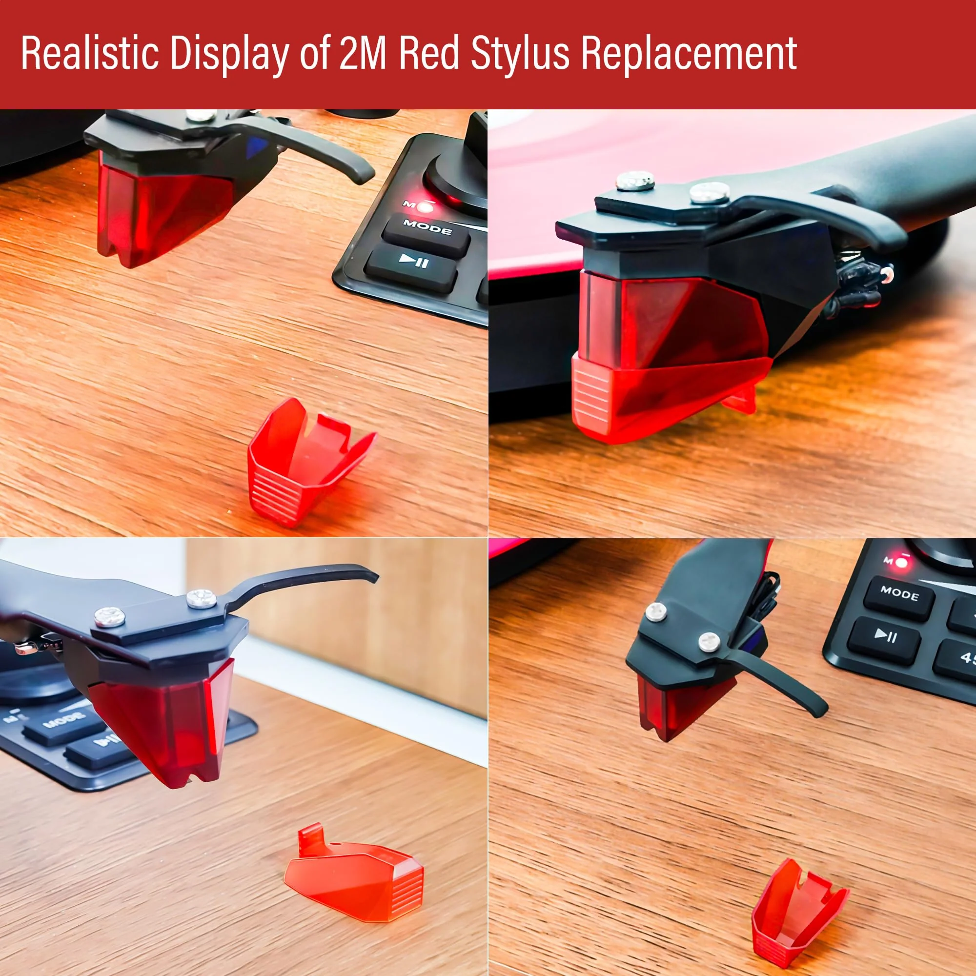 2M Red Turntables Elliptical Diamond Stylus Replacement for Ortofon 2M Series Stylus, Universally Compatible With Ortofon 2M PnP MkII Turntable Cartridge with Stylus Guard Cover - Image 2