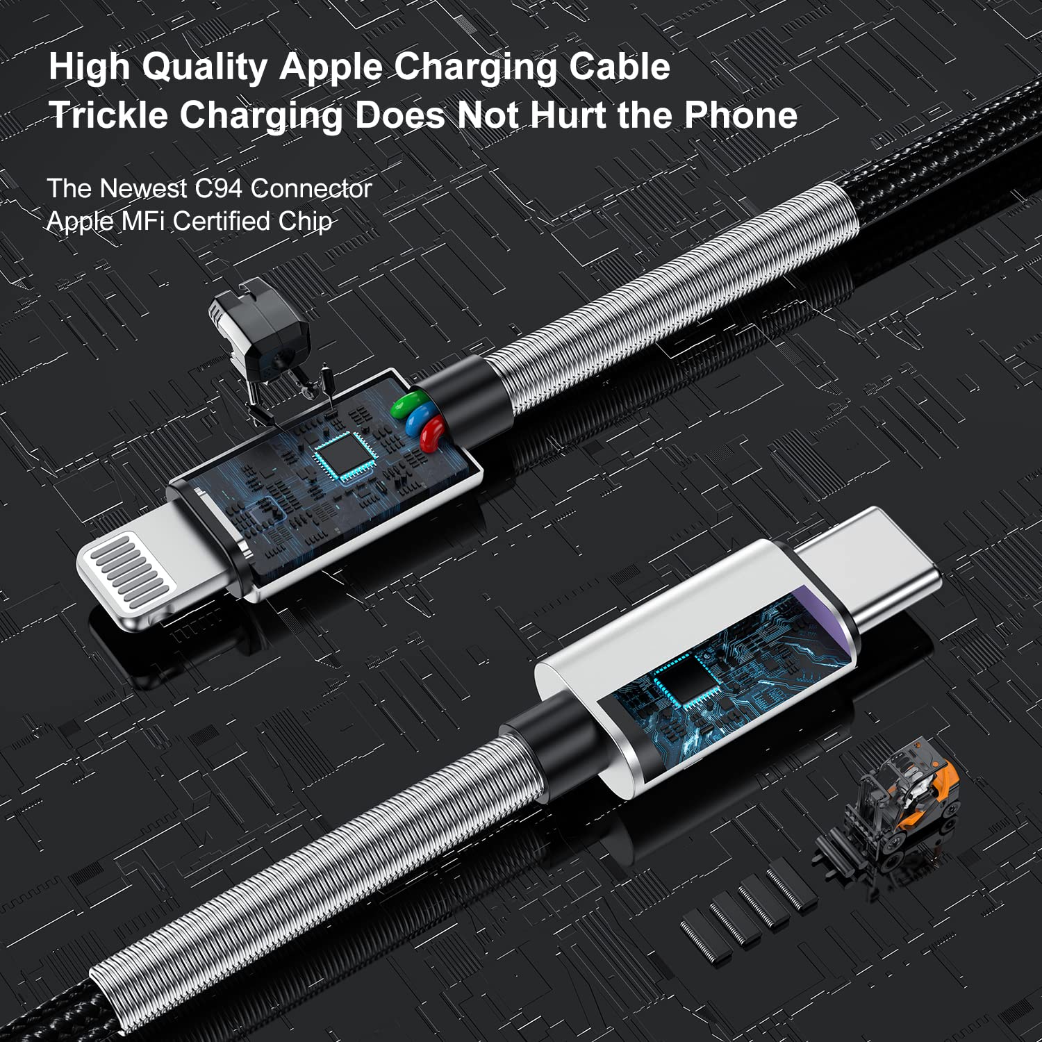 2Pack 10ft iPhone Fast Charger Cable, [Apple MFi Certified] Long USB C to Lightning Cable 10 Foot, High Fast 10 Feet Apple Charging Cord for Apple iPhone 14/14 Pro Max/13 Mini/12/11/XS/XR/8/7Plus,iPad Lightning Silver - Image 2