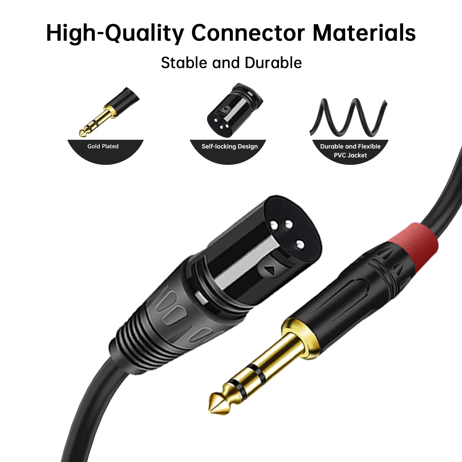 (2PACK/25FT) XLR to 1/4 TRS Stereo Adapter,XLR Male to 1/4 Inch (6.35mm) Stereo Balanced Microphone Stereo Audio Converter AdapterCable 25FT - Image 3