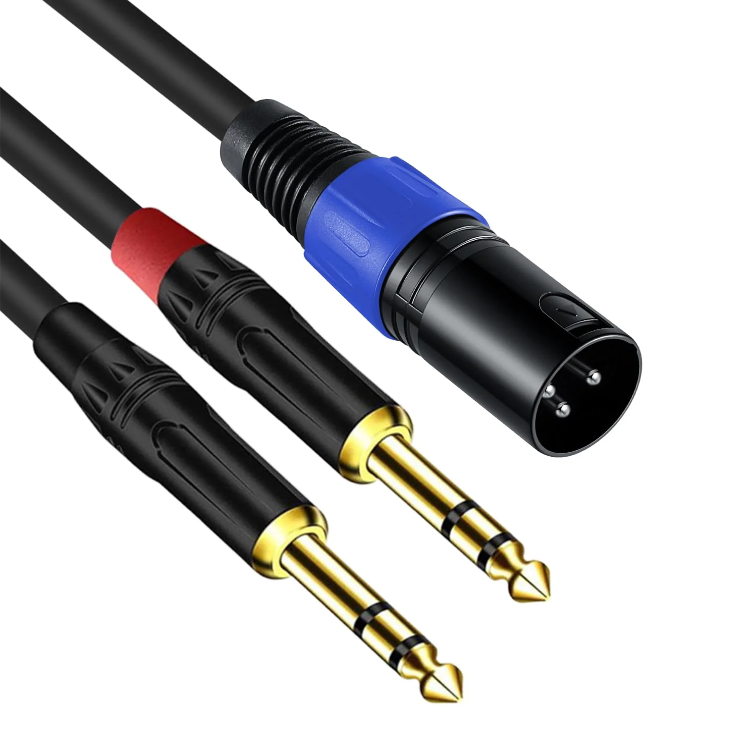 2Pack 6.35mm Dual TRS to XLR Male Cable for Microphone, Mixer, Amplifier, 1.5 FT, 1/4 TRS to XLR Audio Cable, Y Splitter Patch Cord, 3-Pinxlr to Dual 1/4 Male Converter Adapter Cable 1.5Ft, 2Pack Dual 1/4 to XLR Male - Image 2