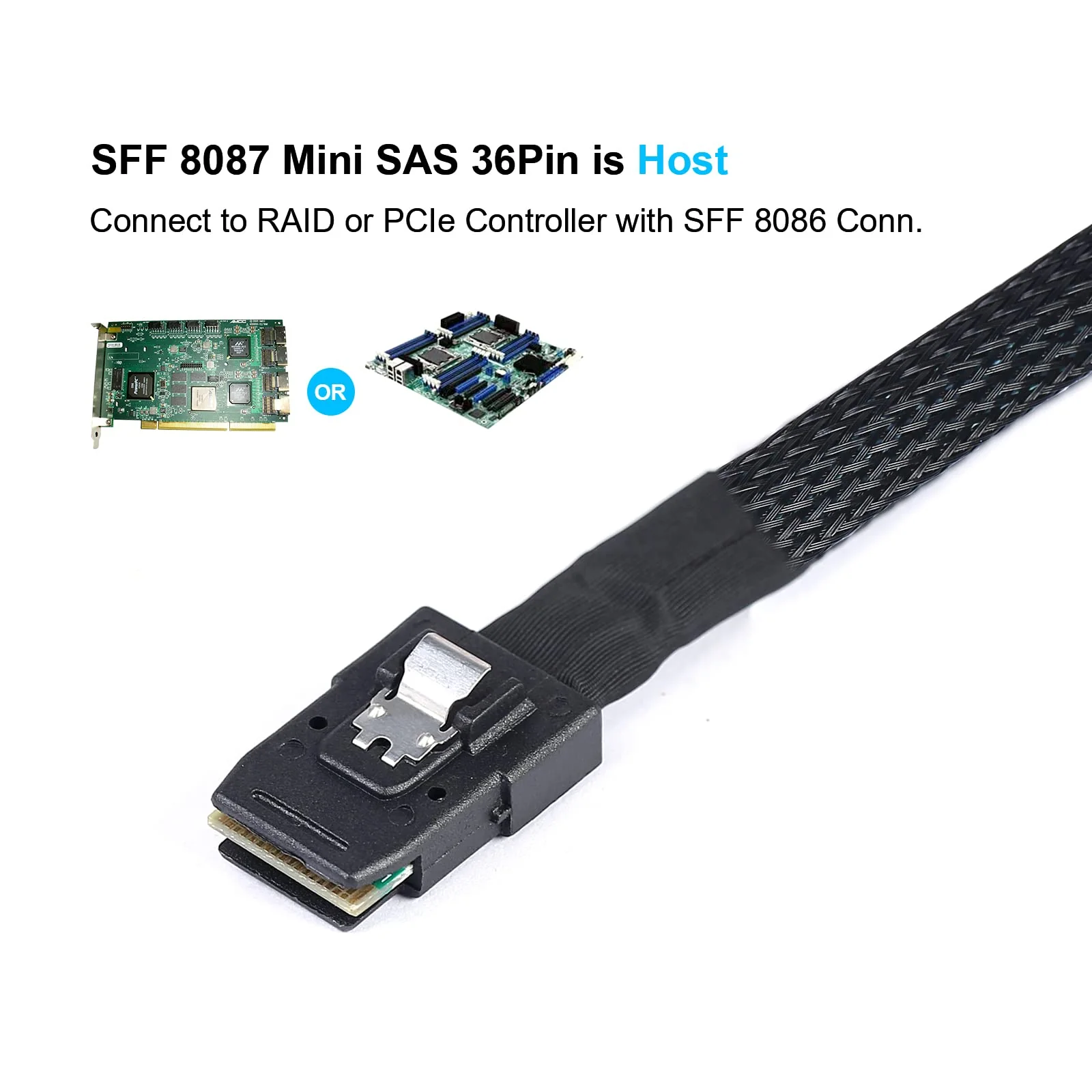 2Pack Mini SAS to SATA Cable: 0.5M SFF-8087 to SATA Mini SAS Breakout Cable SFF8087 to SATA Mini-SAS to SATA SAS to SATA Breakout(1.6FT) 1.6FT 2 PACK - Image 3