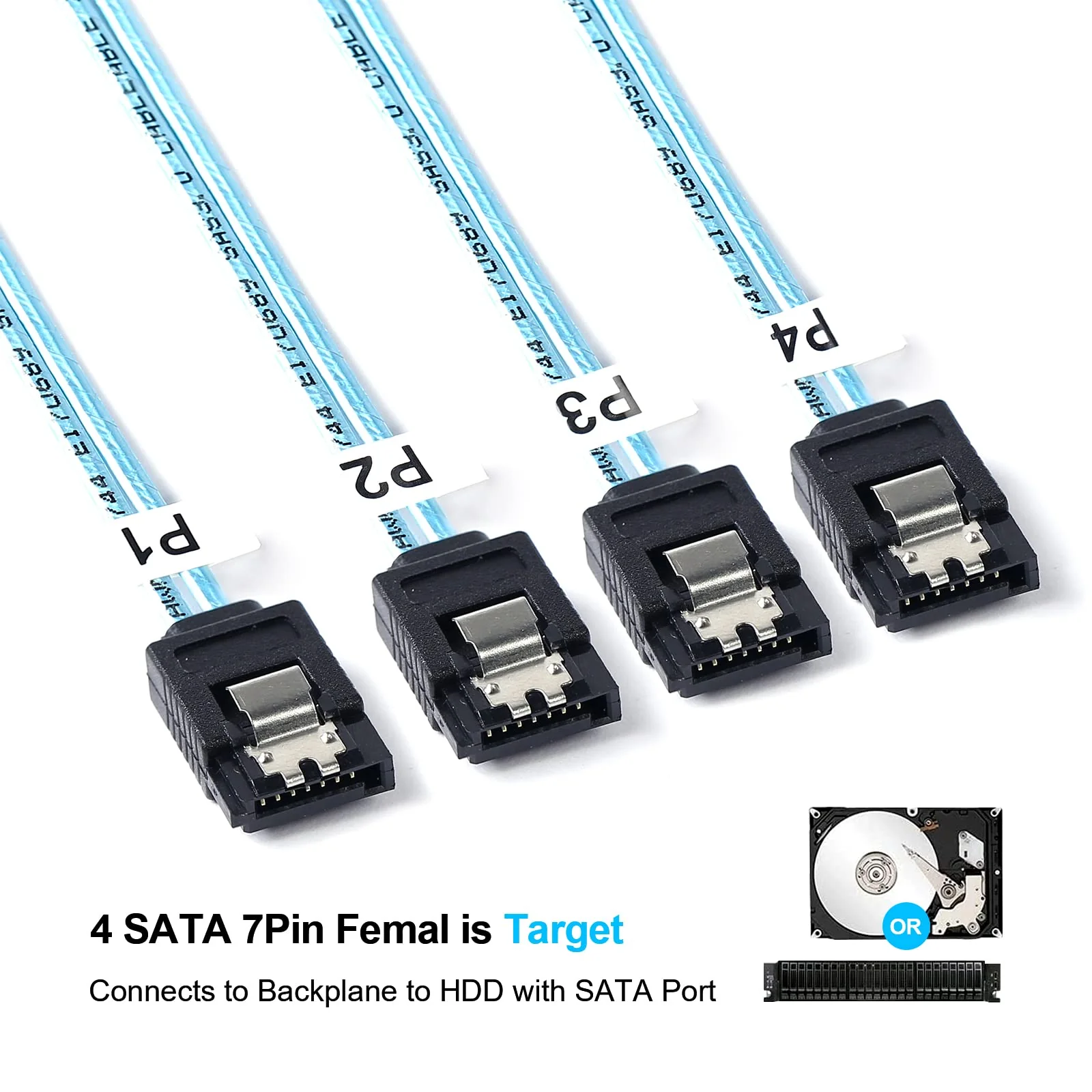 2Pack Mini SAS to SATA Cable: 0.5M SFF-8087 to SATA Mini SAS Breakout Cable SFF8087 to SATA Mini-SAS to SATA SAS to SATA Breakout(1.6FT) 1.6FT 2 PACK - Image 4