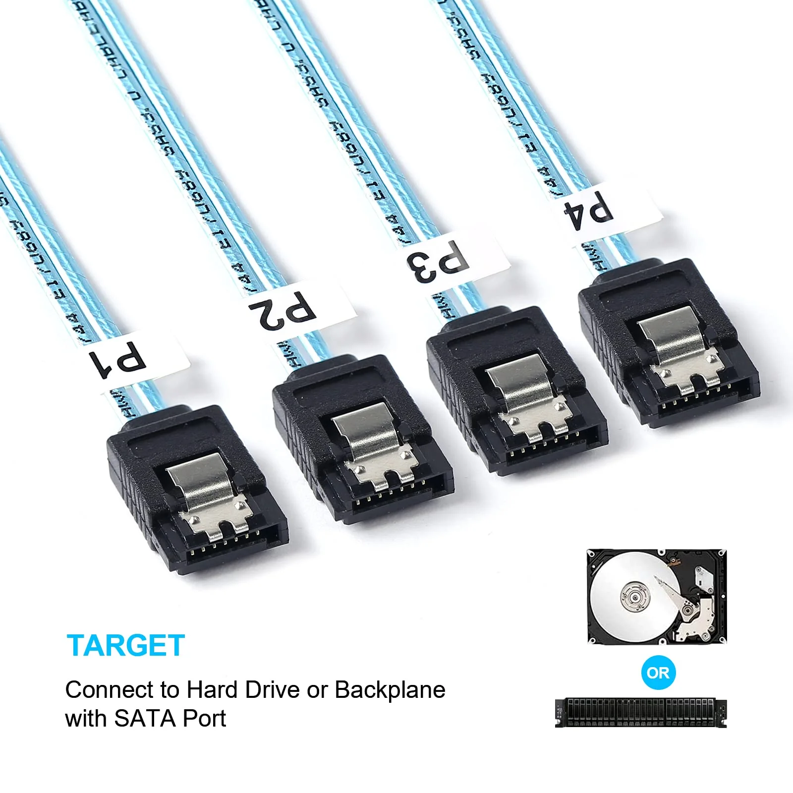 2Pack SFF-8643 to SATA: 1M SFF-8643 Mini-SAS to SATA-Cable SFF8643 to SATA Mini SAS HD to SATA Forward Breakout (3.3FT) 3.3FT 2PACK - Image 3
