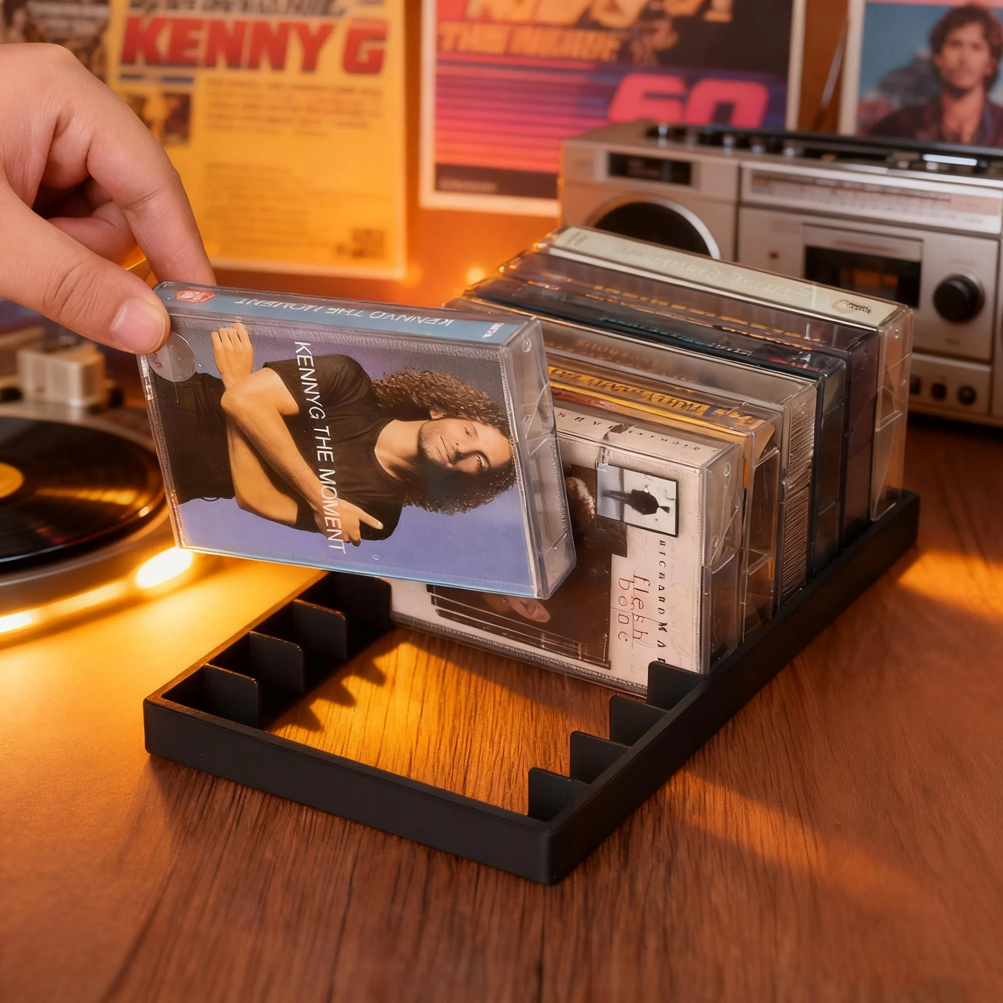 2Packs Cassette Tape Storage Organizer Rack- 20 Slots Audio Cassette Tape Holder, Durable And Stylish Design for Home, Studio, Collectors, Easy to Move And Organize Audiotapes - Image 4