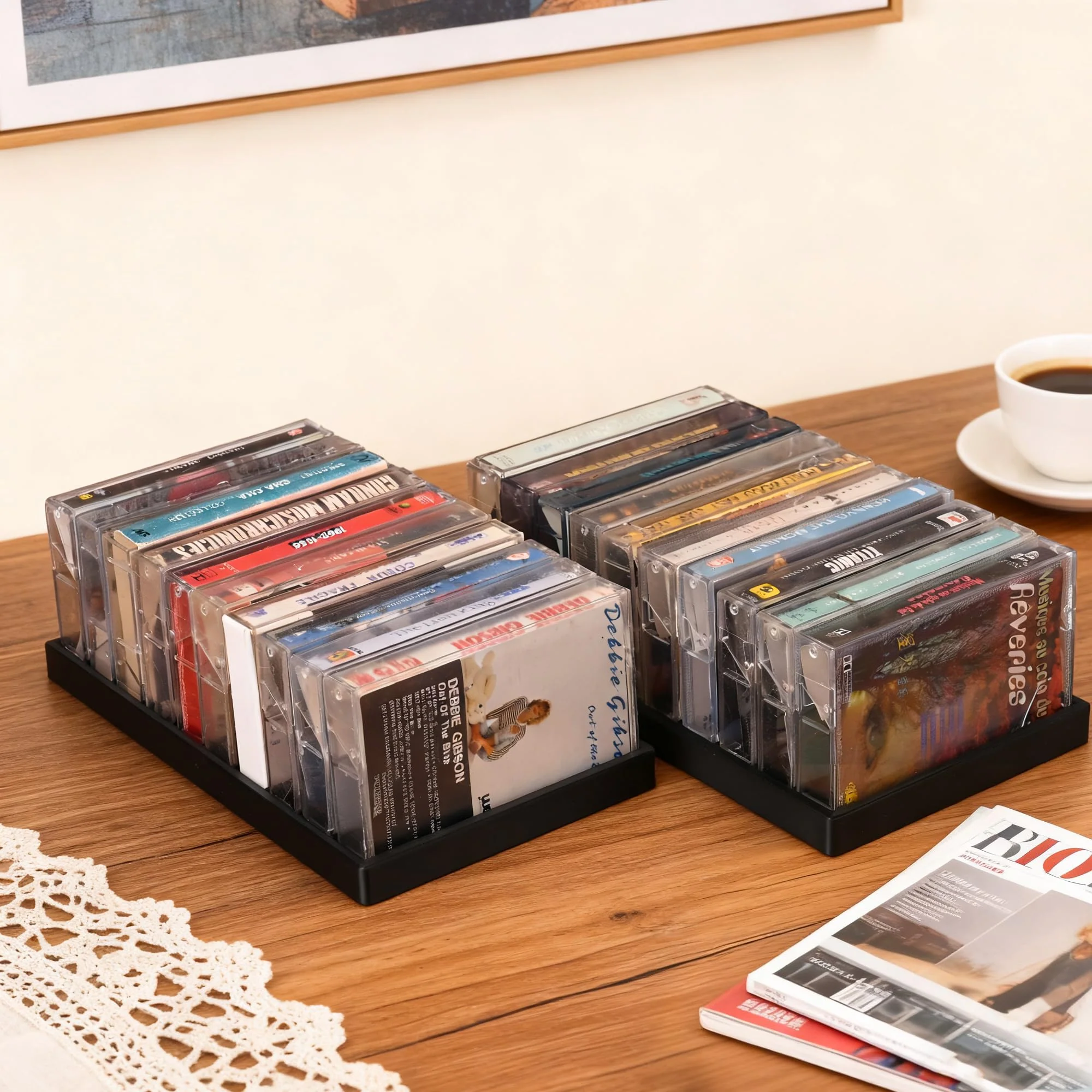 2Packs Cassette Tape Storage Organizer Rack- 20 Slots Audio Cassette Tape Holder, Durable And Stylish Design for Home, Studio, Collectors, Easy to Move And Organize Audiotapes - Image 7