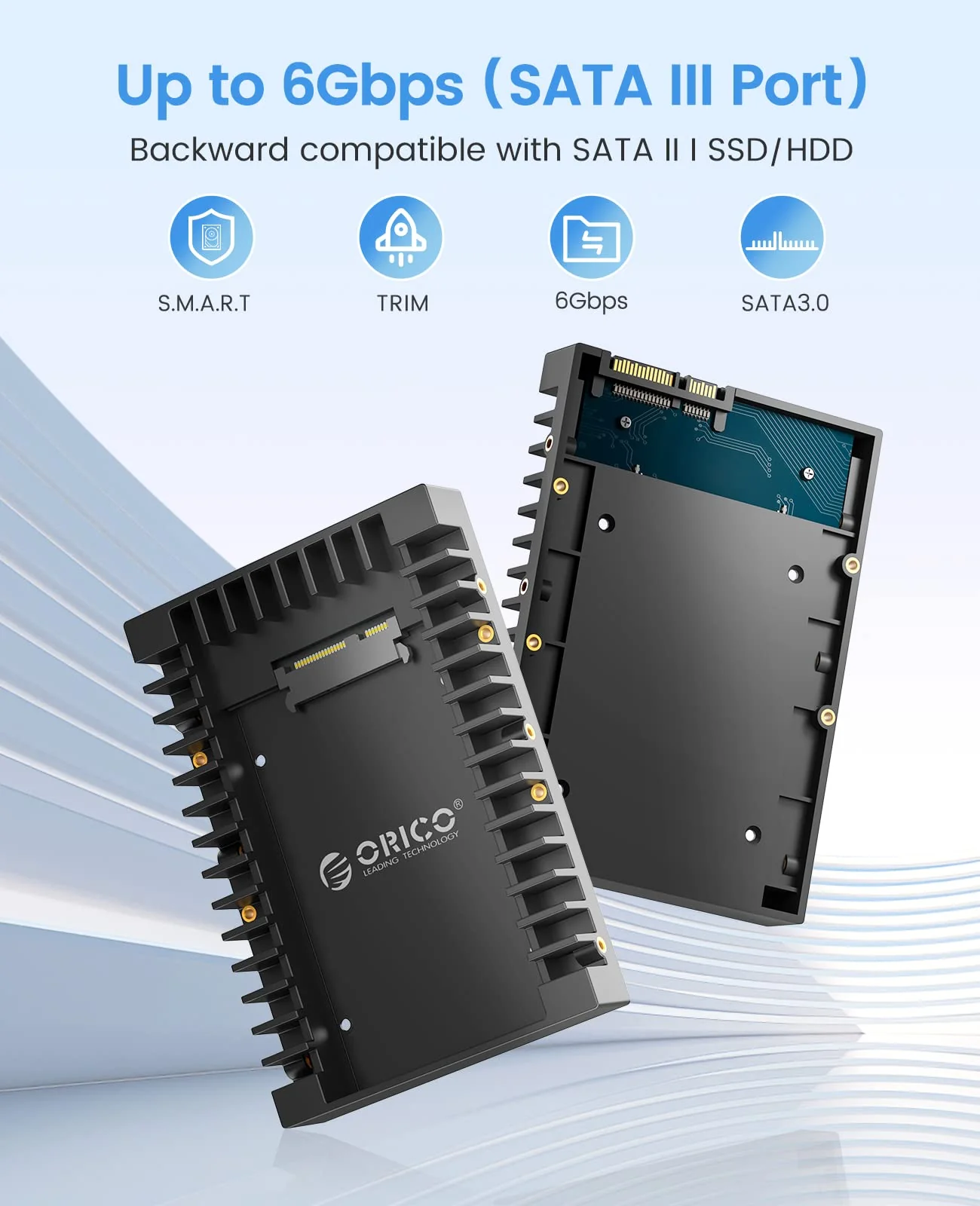 [2Packs] ORICO 2.5 SSD SATA to 3.5 Hard Drive Adapter Internal Drive Bay Converter Mounting Bracket Caddy Tray for 7 / 9.5 / 12.5mm 2.5 inch HDD / SSD with SATA III Interface(1125SS-2) - Image 3