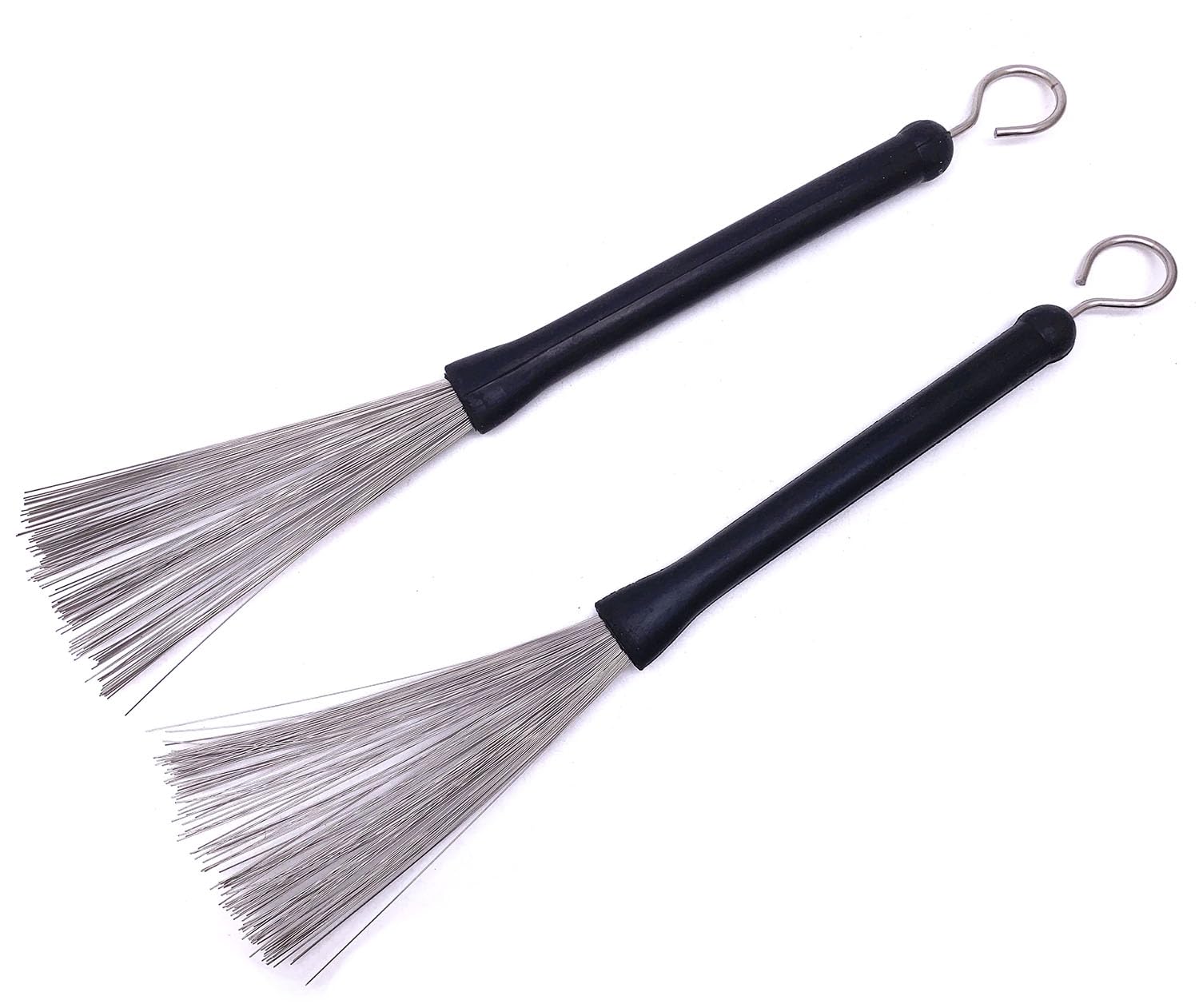 2Pair Drum Brushes Set 1 Pair Drum Wire Brushes, 1 Pair Retractable Nylon Drum Brushes with Comfortable Rubber Handles for Jazz Folk Drummer Playing Beginner Practicing - Image 3