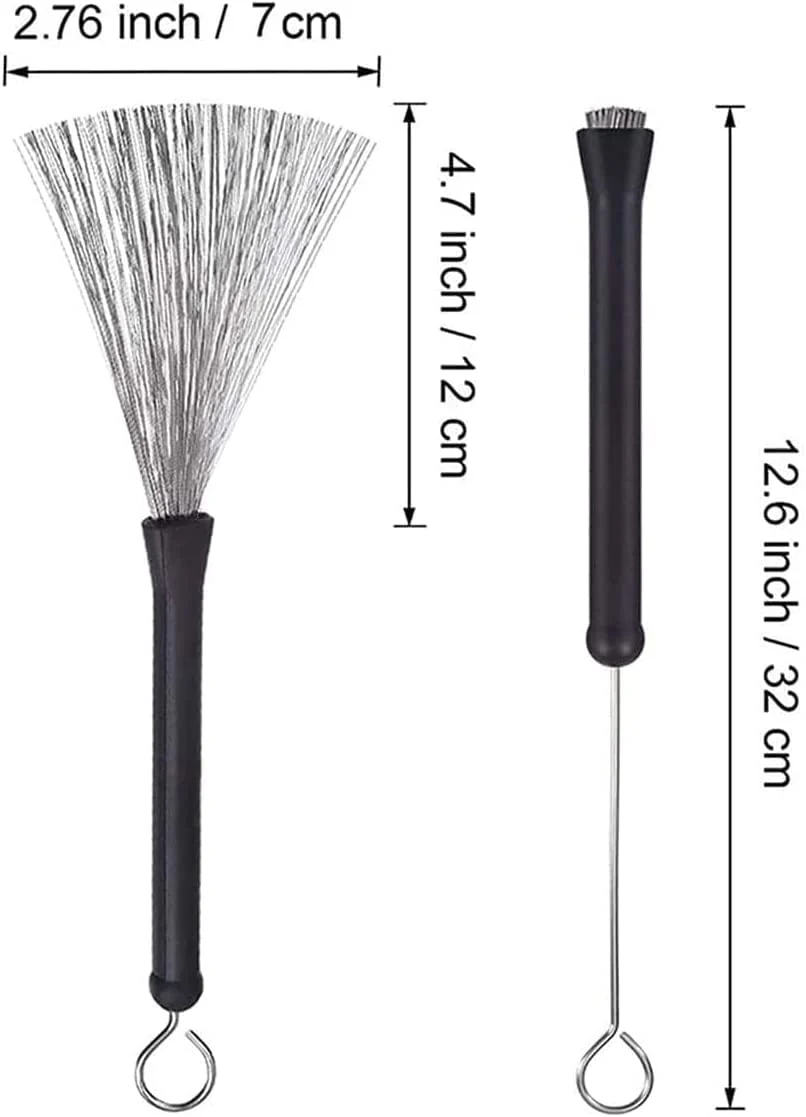2Pair Drum Brushes Set Jazz Nylon Brushes, Retractable Drum Wire Sticks Brushes for Rock Band, Cajon, Jazz Folk Drummer 2Pair Drum Brushes - Image 3