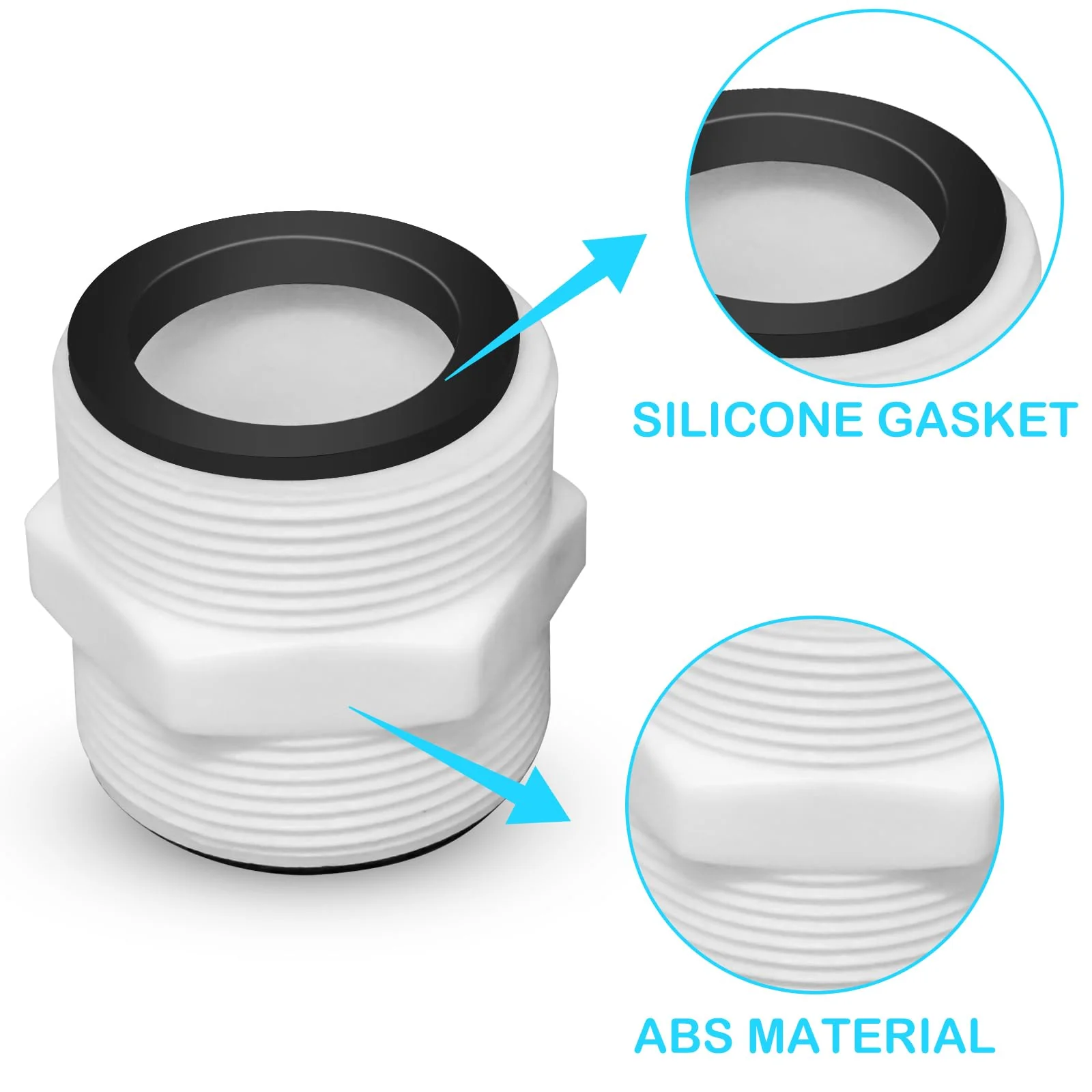 2Pcs 1.5’to 1.5’ Pool Hose Adapter, Pool Hose Connector Coupling Above Ground Pool Hose Adapter Compatible with Intex, Garden Hose Extender with 2 Rings Gaskets for 1.5 Inch Above Ground Pool Hose 2pcs - Image 3