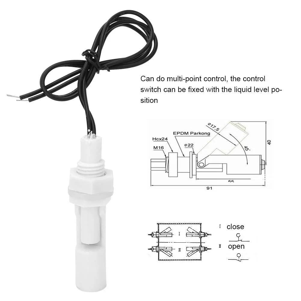2PCs 16mm 0-110V DC Water Level Sensor Switch, 0.2MPa Highly Reliable Plastic Float Switch for Side Mounted Liquid Level Sensor - Image 3
