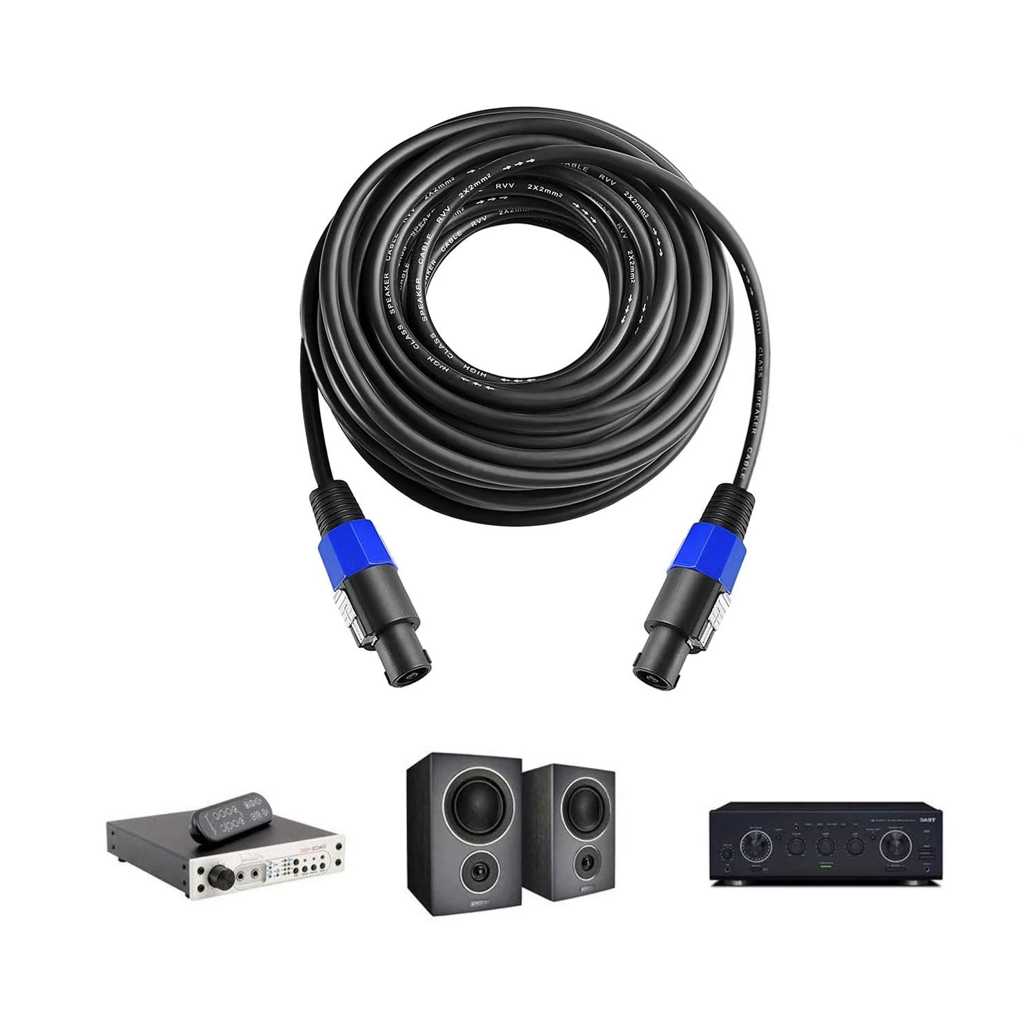 2Pcs 6 Feet Professional Speakon to Speakon Cables Wire Speaker Audio Amplifier Cord 7mm with Twist Lock 6ft - Image 6