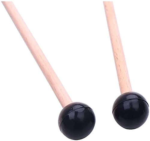 2Pcs 7.28" Long Rubber Head Percussion Mallets Sticks for Xylophone, Glockenspiel, Marimba, Woodblock, Bell Black - Image 2