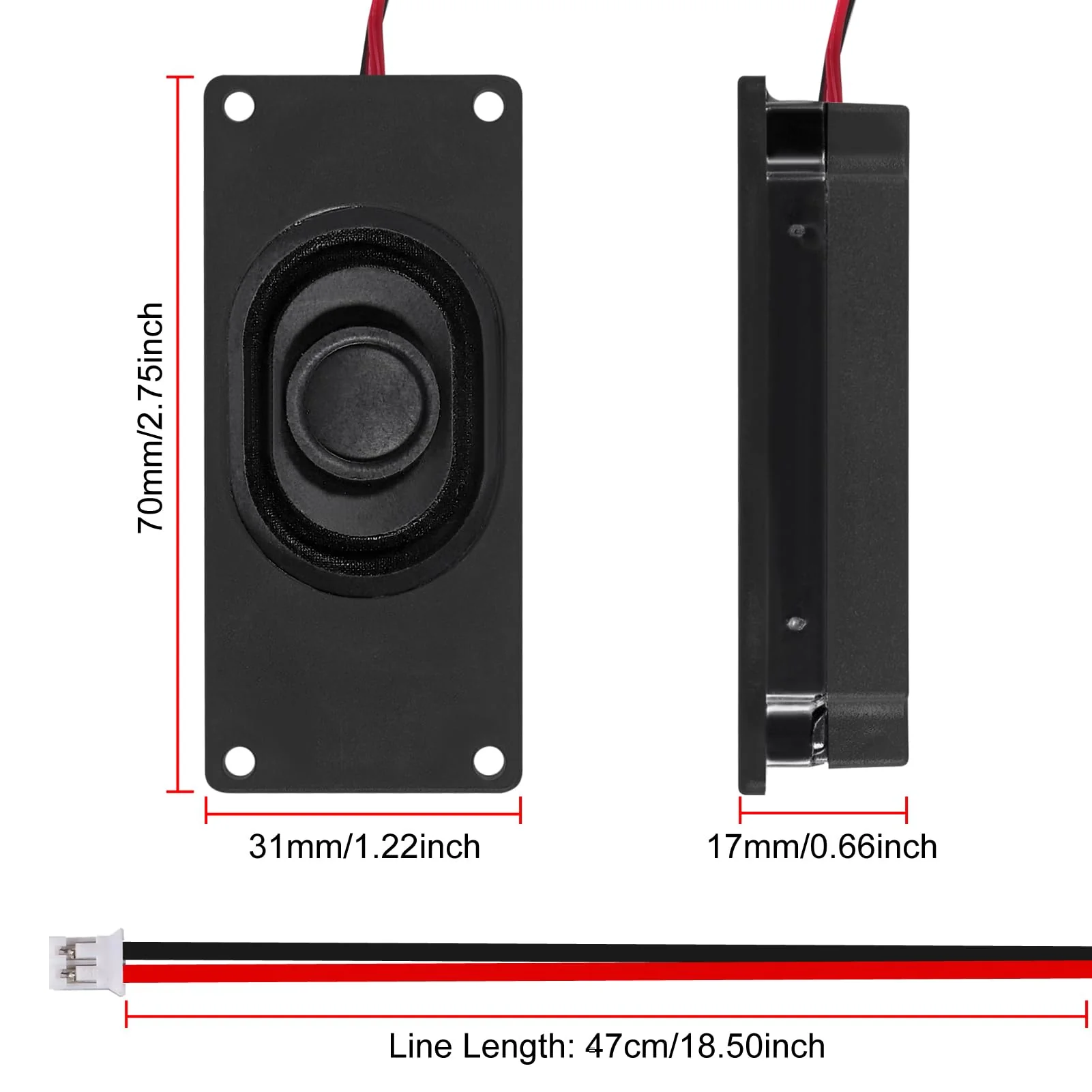 2Pcs Audio Speaker 3 Watt 4 Ohm Speaker 4ohm 3W Loundspeaker JST-PH2.0 Interface Speaker for Small Electronic Projects Advertising Machines LCD TV Monitors 4o 3w jst-ph2.0 - Image 6