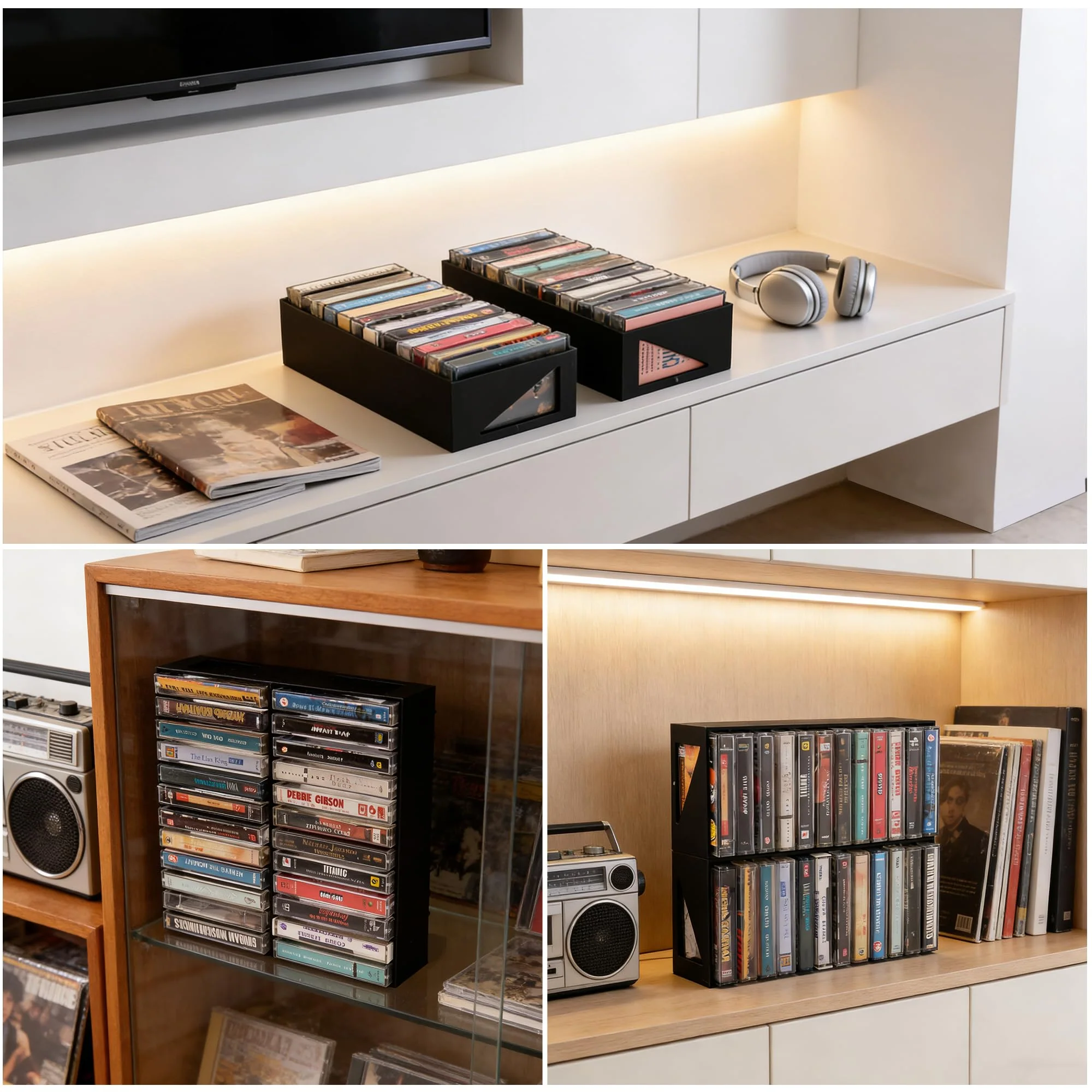 2pcs Cassette Tape Storage Organizer Holder - 24 Slots, Easy to Store & Space-Saving Design for Home, Studio - Perfect for Music Lovers & Collectors - Image 7