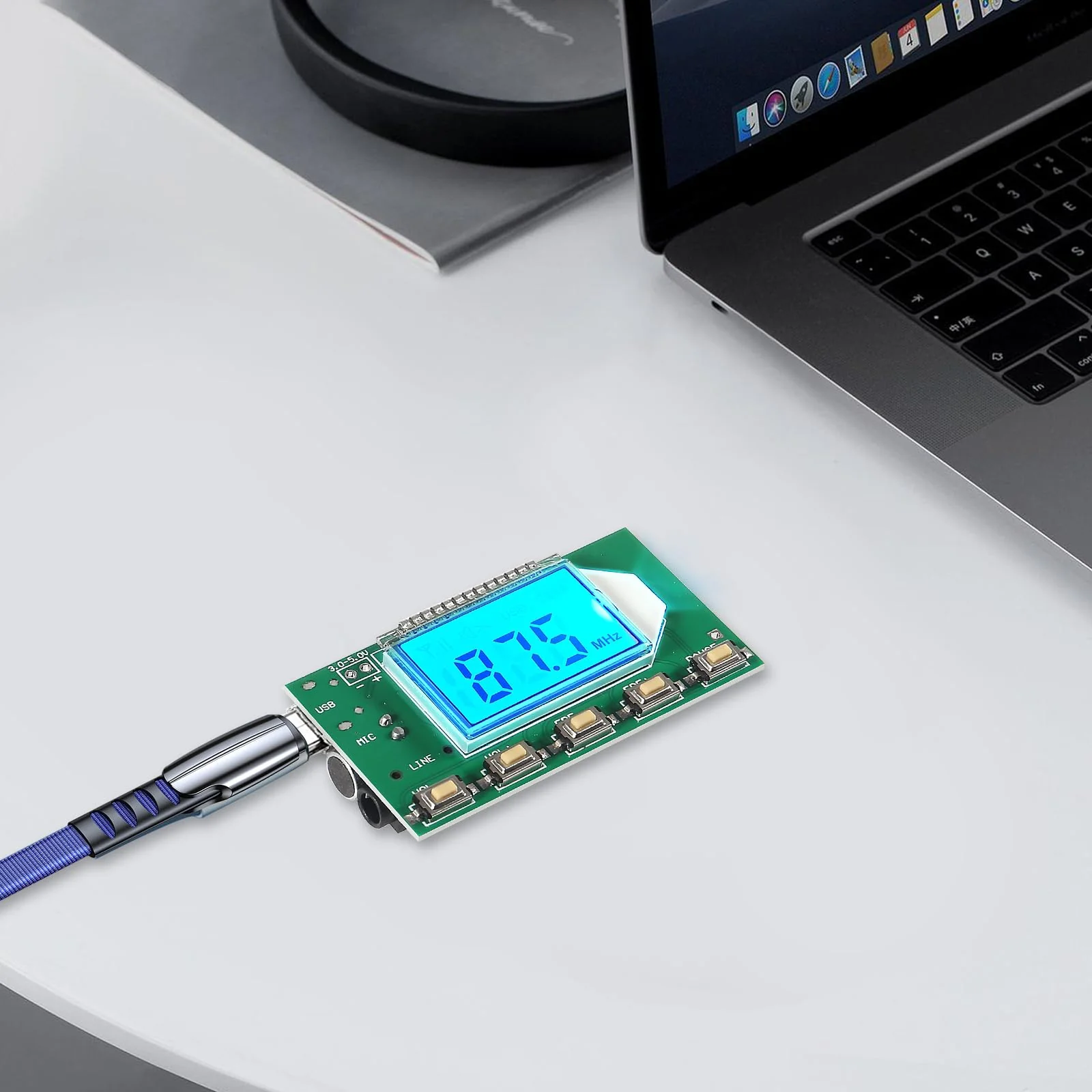 2PCS DC 3V-5V FM Transmitter Module DSP PLL 87-108MHz Stereo Digital Wireless Microphone Board Multi-Function Frequency Modulation with LCD Display Line/USB/Mic Input - Image 6