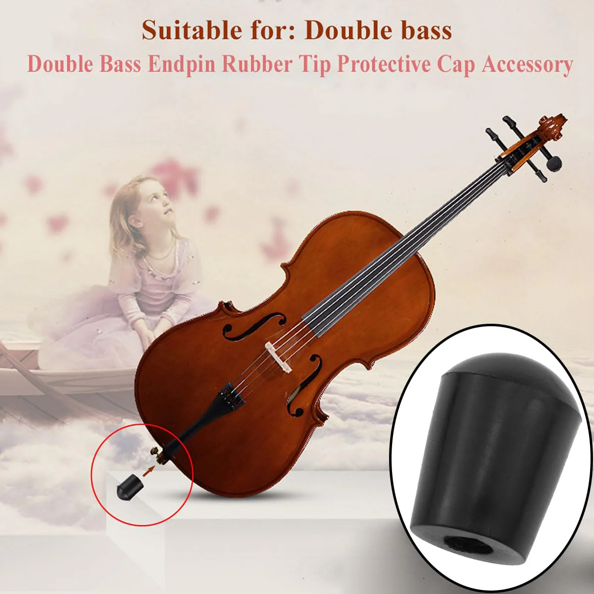 2PCS Double Bass Endpin Rubber Tip Stopper Bass Endpin Protector for Double Bass End Pin Protector (Black, ID: Approx. 10mm) - Image 6