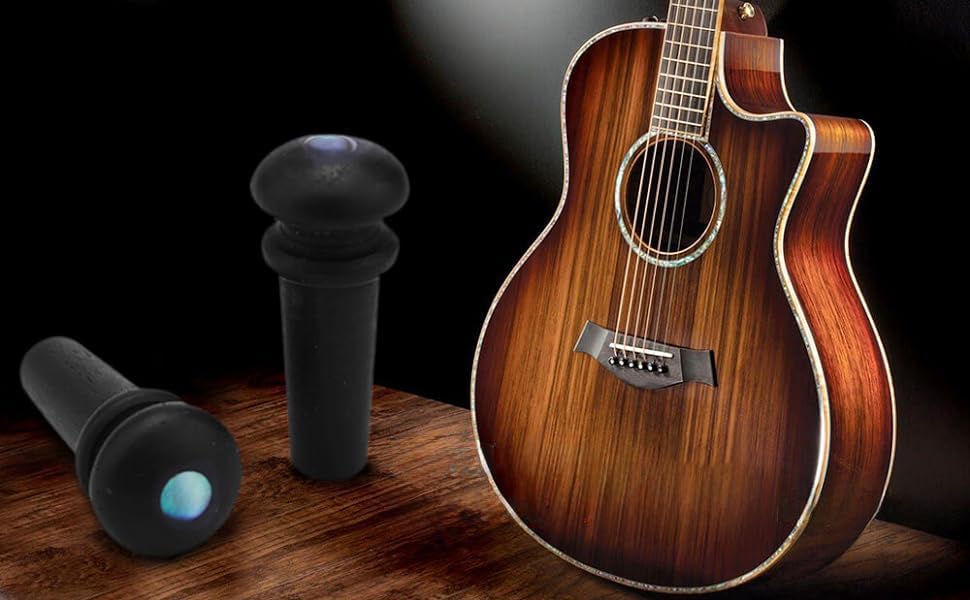 2PCS Ebony End Pins Black, Endpins for Acoustic Guitar Bridge Pins Pegs Guitar Parts Replacement - Image 3