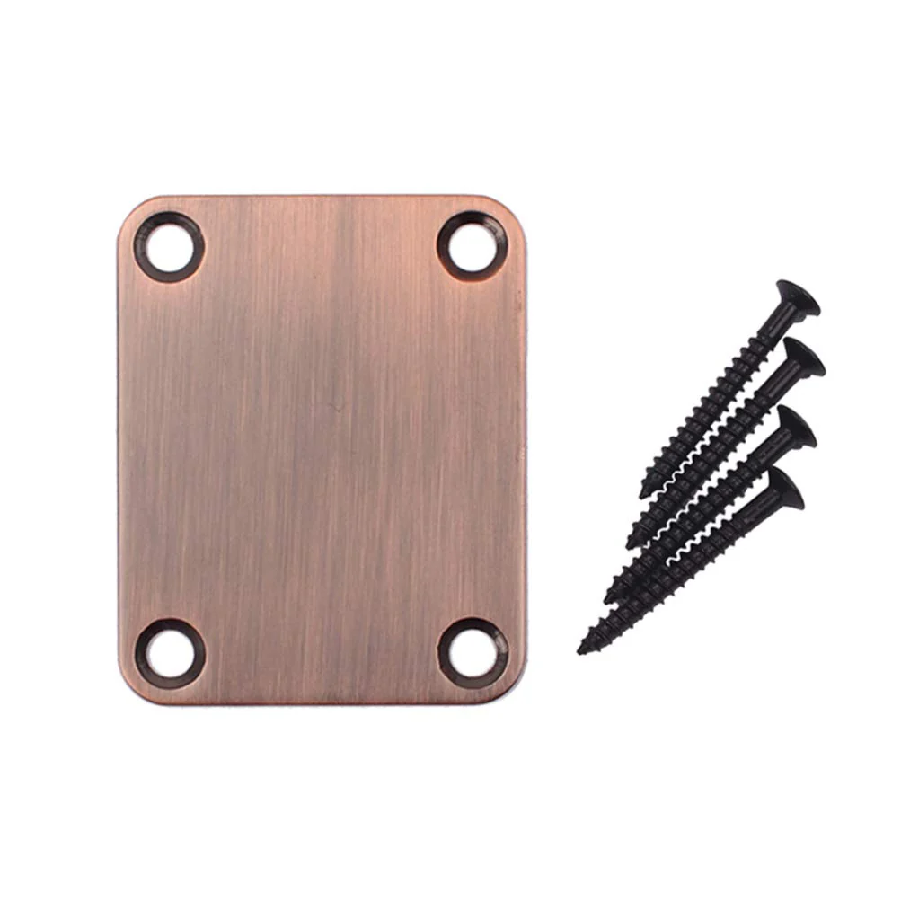 2pcs Electric Guitar Neck Plates with 4pcs Screws for Tele Guitar Jazz Bass Replacement Parts Accessories (Bronze) Bronze - Image 2