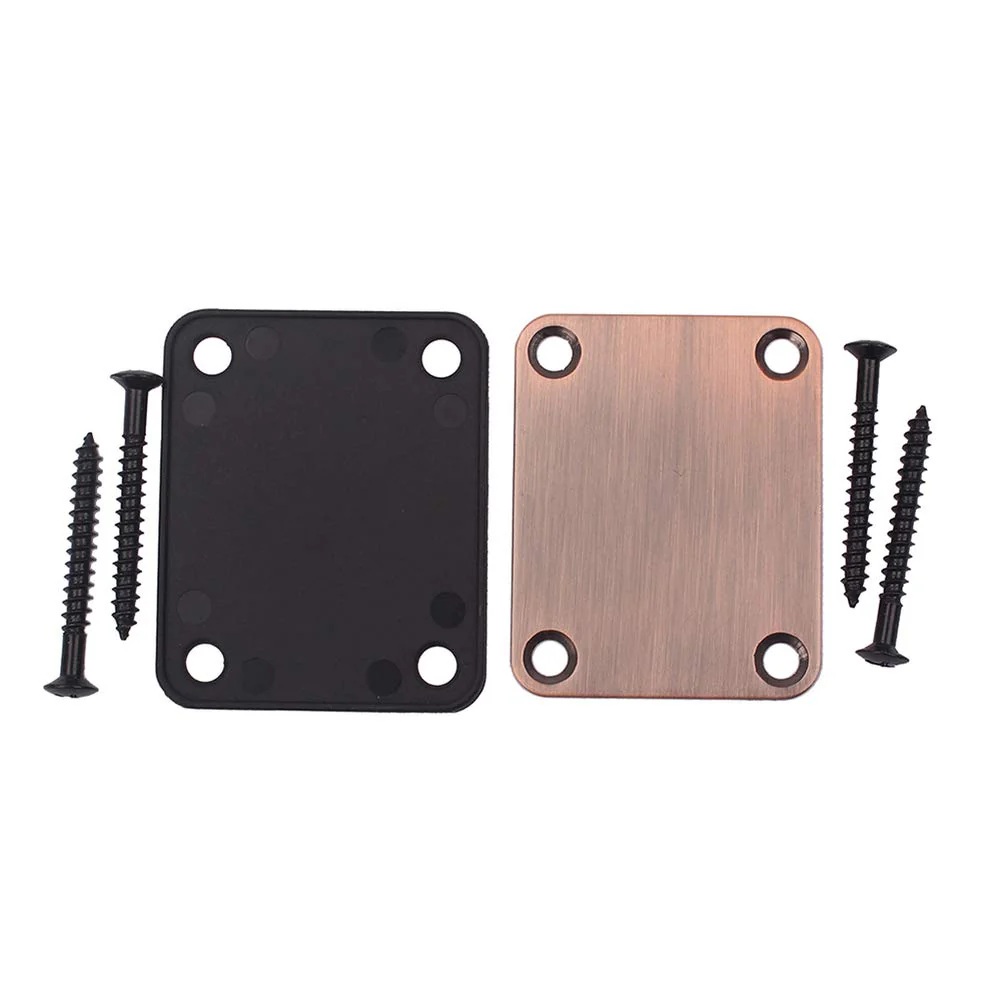 2pcs Electric Guitar Neck Plates with 4pcs Screws for Tele Guitar Jazz Bass Replacement Parts Accessories (Bronze) Bronze - Image 3