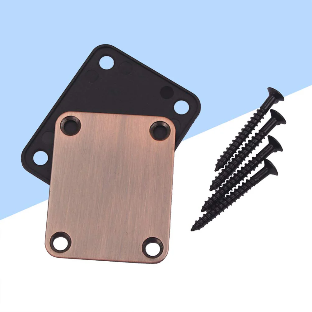 2pcs Electric Guitar Neck Plates with 4pcs Screws for Tele Guitar Jazz Bass Replacement Parts Accessories (Bronze) Bronze - Image 4