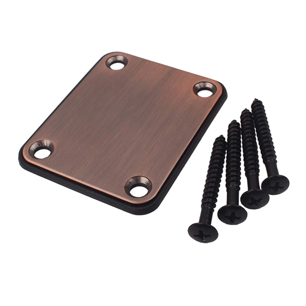 2pcs Electric Guitar Neck Plates with 4pcs Screws for Tele Guitar Jazz Bass Replacement Parts Accessories (Bronze) Bronze - Image 5