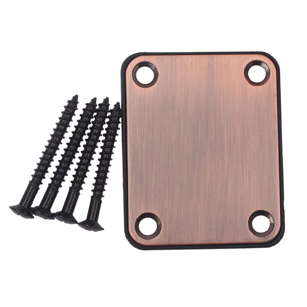 2pcs Electric Guitar Neck Plates with 4pcs Screws for Tele Guitar Jazz Bass Replacement Parts Accessories (Bronze) Bronze - Image 7