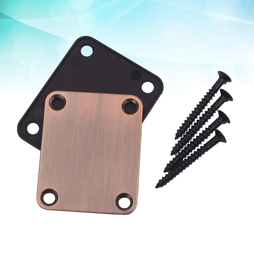 2pcs Electric Guitar Neck Plates with 4pcs Screws for Tele Guitar Jazz Bass Replacement Parts Accessories (Bronze) Bronze - Image 8