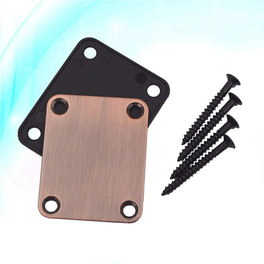 2pcs Electric Guitar Neck Plates with 4pcs Screws for Tele Guitar Jazz Bass Replacement Parts Accessories (Bronze) Bronze - Image 9