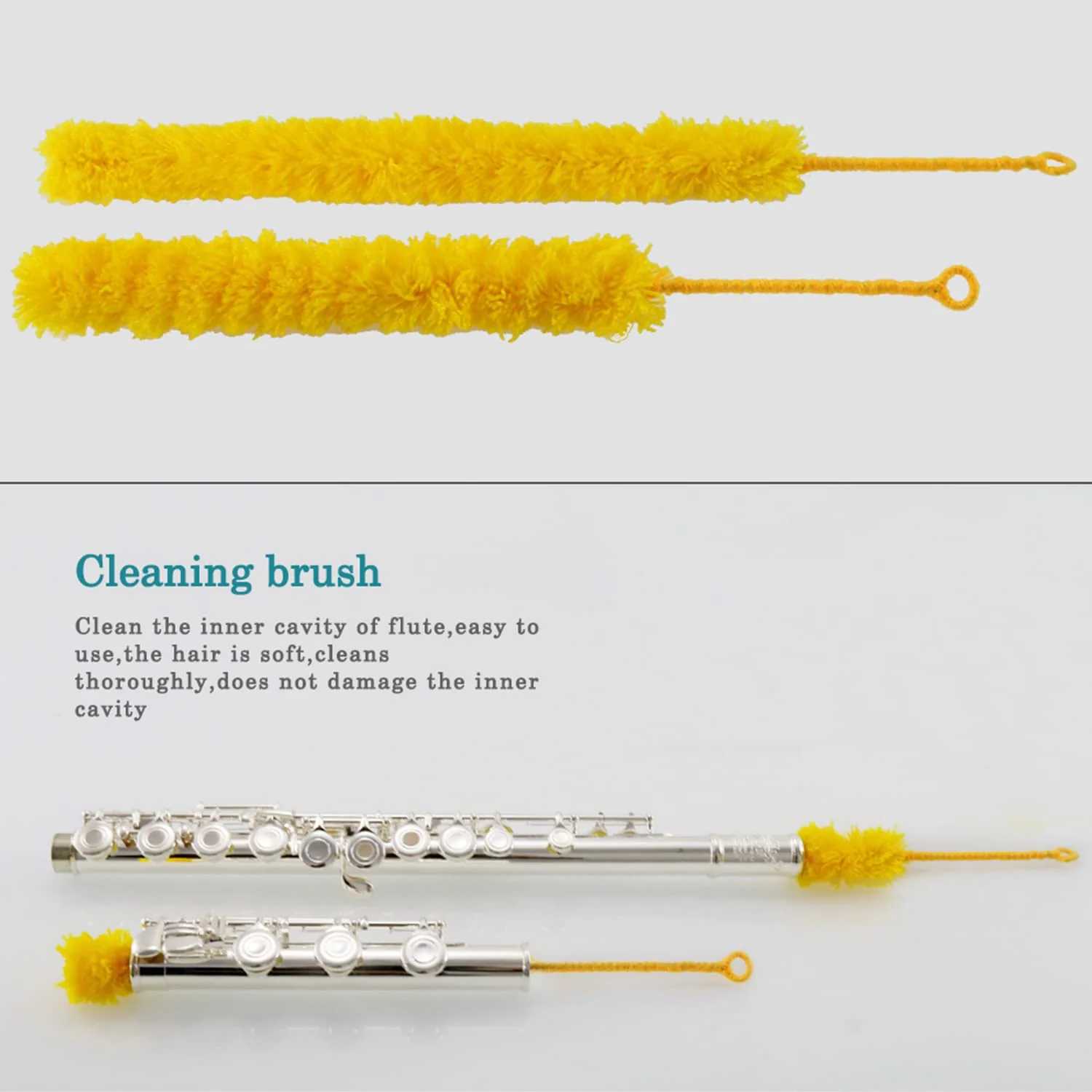 2Pcs Flutes Cleaning Brush,Flute Cleaning Brush Flute Cleaning Swab Brush Compatible with Woodwind Flute Parts - Image 2