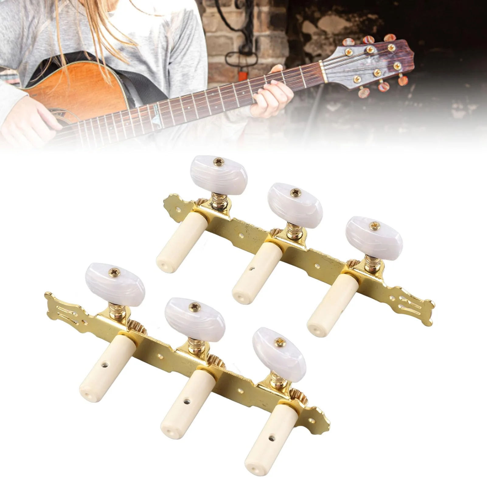 2Pcs Guitar Tuners Machine Head, Classical Guitar String Machine Heads Tuning Pegs Keys Tuners Set White Button - Image 10