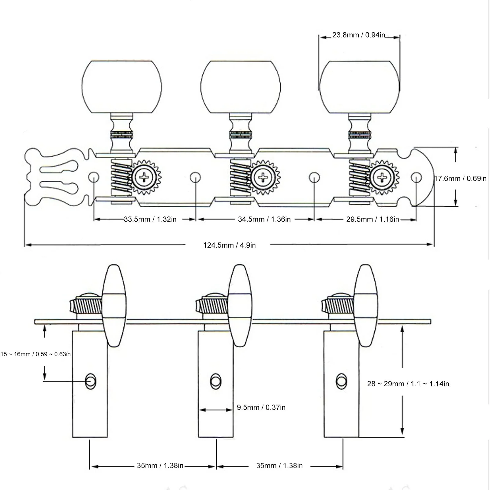 2Pcs Guitar Tuners Machine Head, Classical Guitar String Machine Heads Tuning Pegs Keys Tuners Set White Button - Image 3