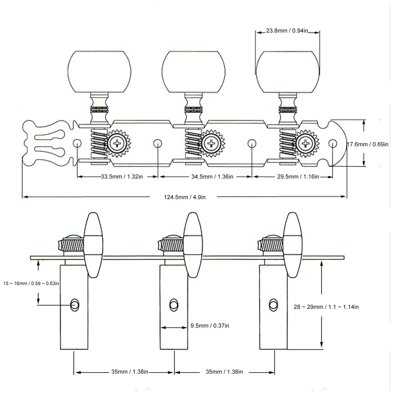 2Pcs Guitar Tuners Machine Head, Classical Guitar String Machine Heads Tuning Pegs Keys Tuners Set White Button - Image 7
