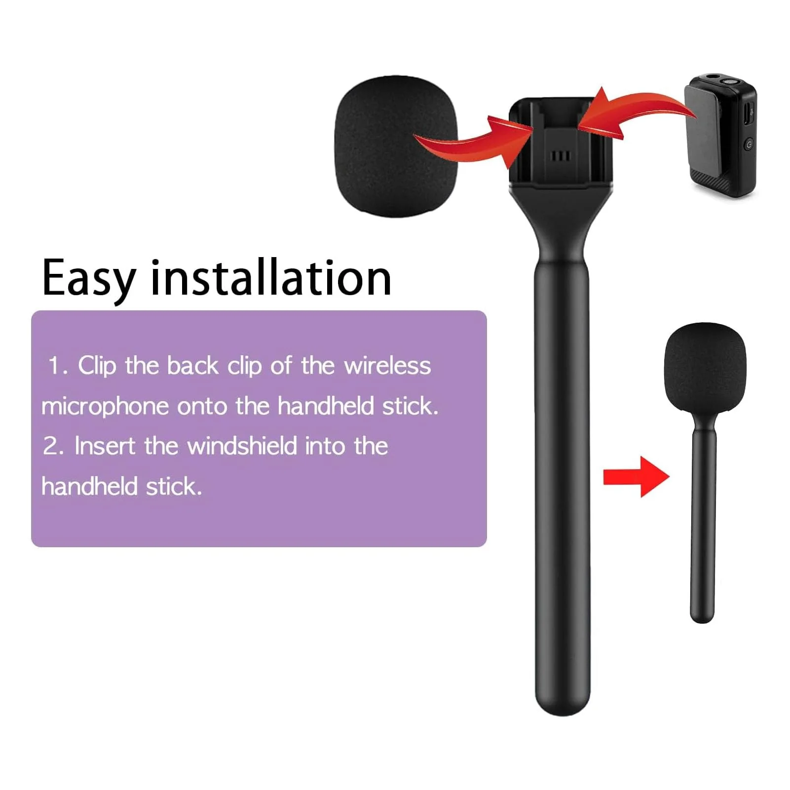 2Pcs Handheld Adapter for Interview Microphones, for Mic 1/2 / Rode Wireless II, Microphone Handle Mount for Hollyland Lark M1 /C1/150/ G1/A2/Movo - Image 4