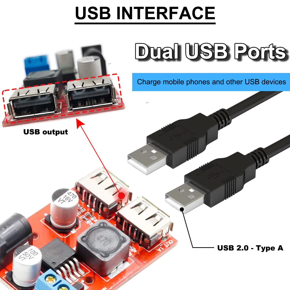 2PCS LM2596S Dual USB Port DC-DC Step Down Module 9V/12V/24V/36V to 5V Car Charger Solar 3A Power Supply Module Dual USB Output 150KHZ - Image 4