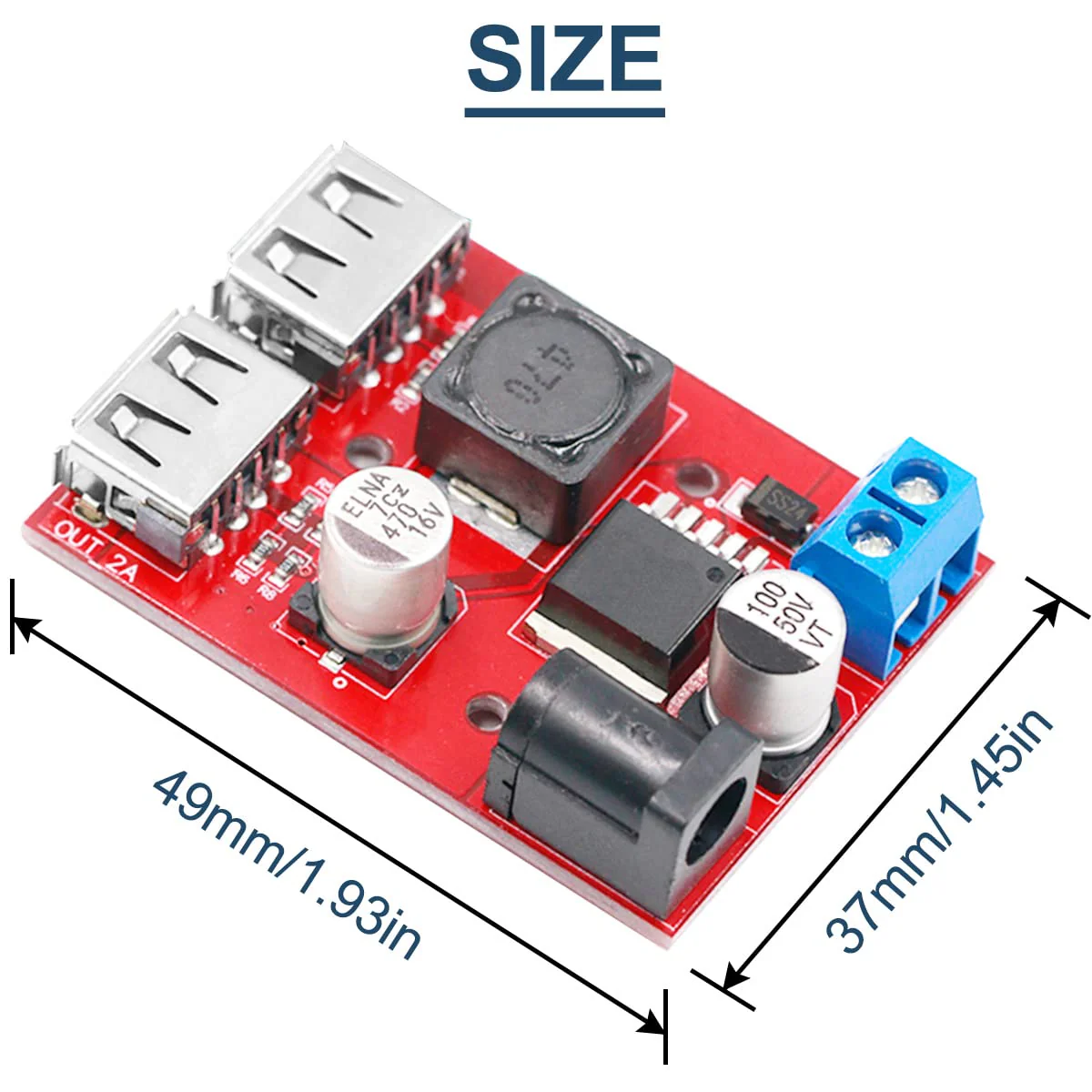 2PCS LM2596S Dual USB Port DC-DC Step Down Module 9V/12V/24V/36V to 5V Car Charger Solar 3A Power Supply Module Dual USB Output 150KHZ - Image 6