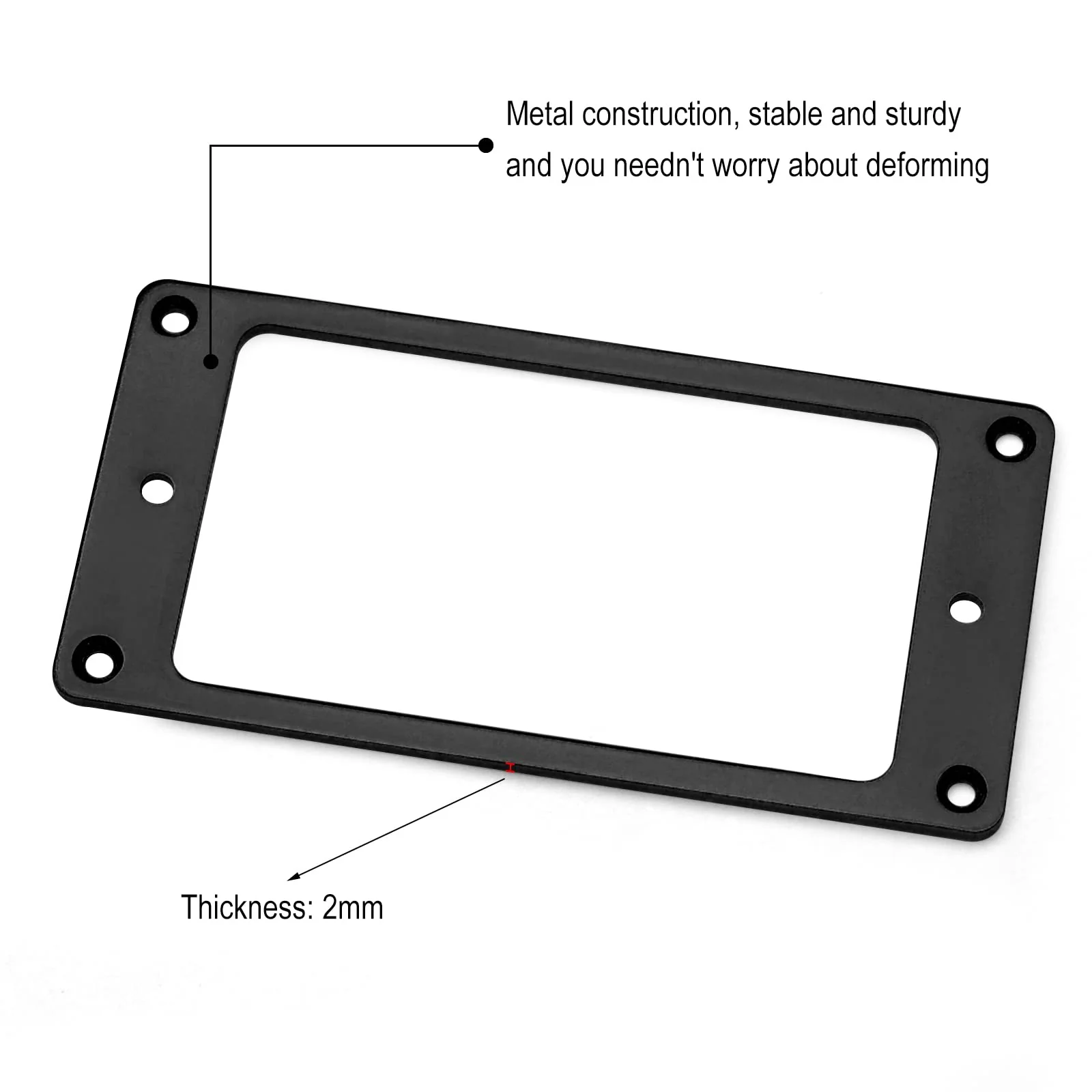 2PCS Metal Iron Flat Humbucker Pickup Ring for Electric Guitar Replacement (Black) Black - Image 2