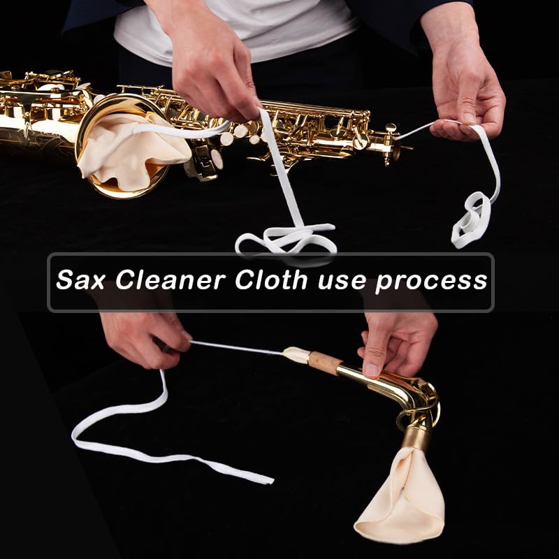2PCS Saxophone & Clarinet Care Bundle: Alto, Tenor Sax Cleaning Cloth & Kit, man-made chamois - Image 5