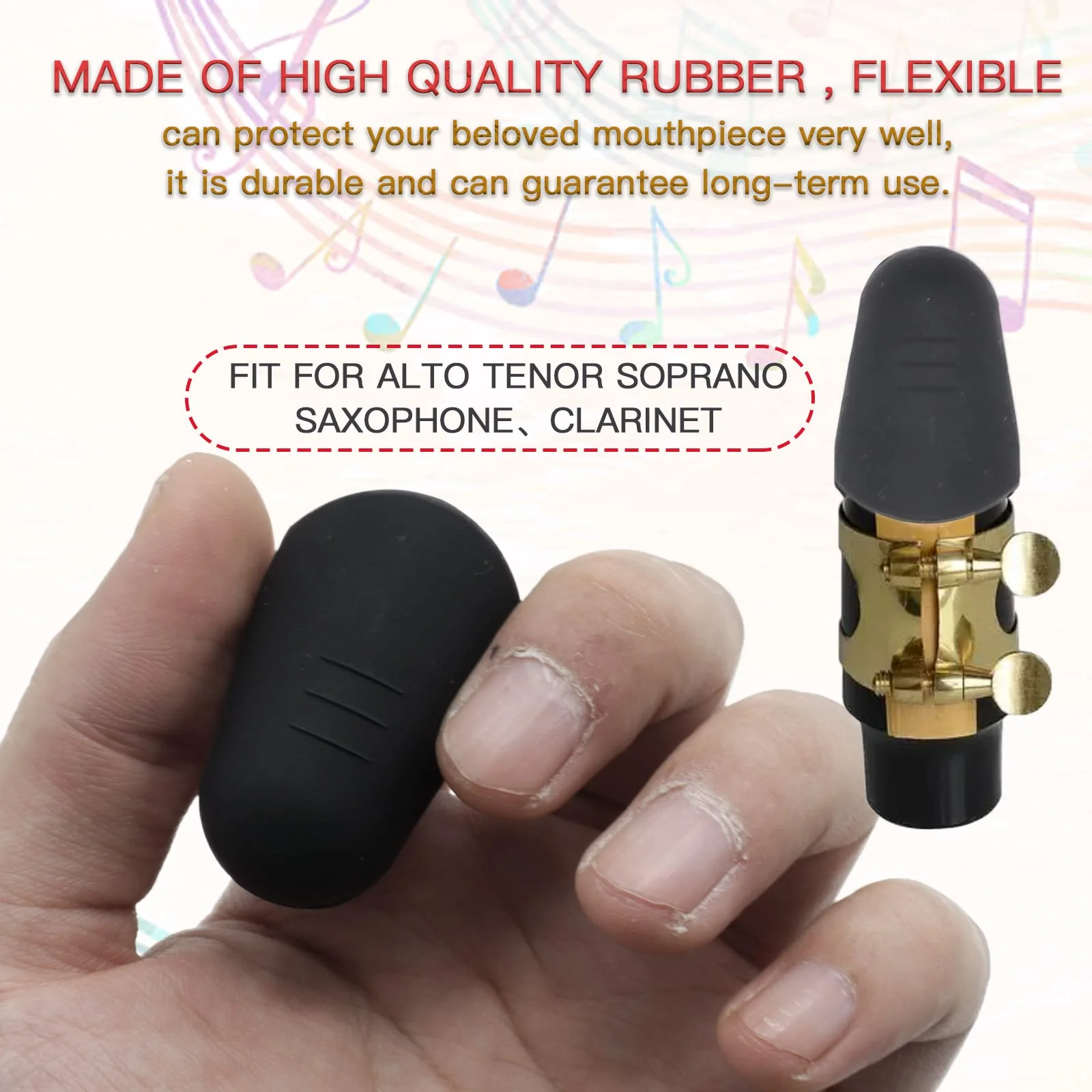 2pcs Saxophone Mouthpiece Protector Cover Cap, Rubber Clarinet Mouthpiece Cap, Mouthpiece Protective Cap for Alto Saxophone Tenor Sax Bass Clarinet, Preventing Dust and Protecting Reeds - Image 3