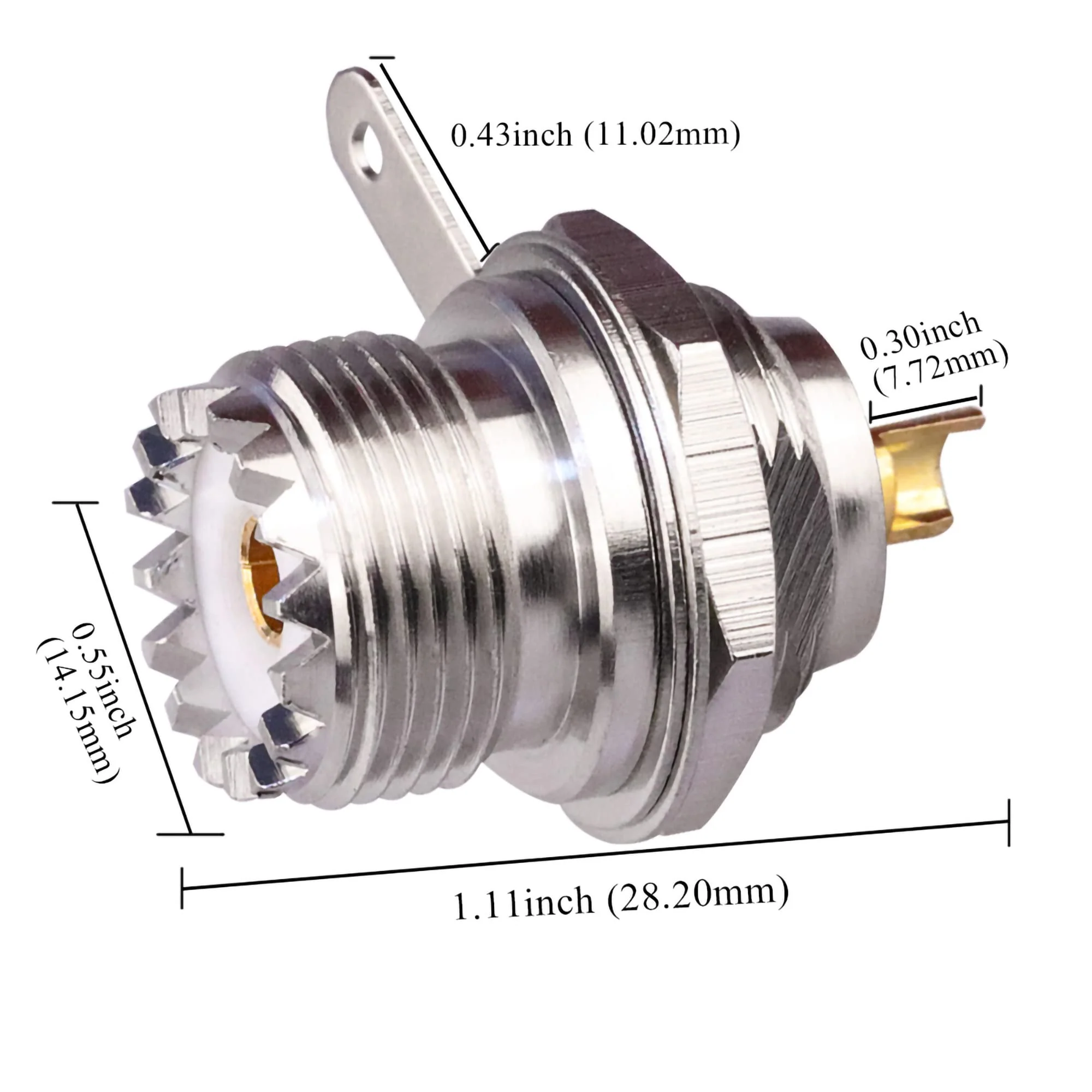 2PCS UHF SO239 Bulkhead Female Coax Connector, PL259 Panel Chassis Mount Flange Solder Cup Coaxial Connector Coax Antenna Adapter for Coaxial Cable, CCTV, WiFi Radios UHF Female Cup - Image 2