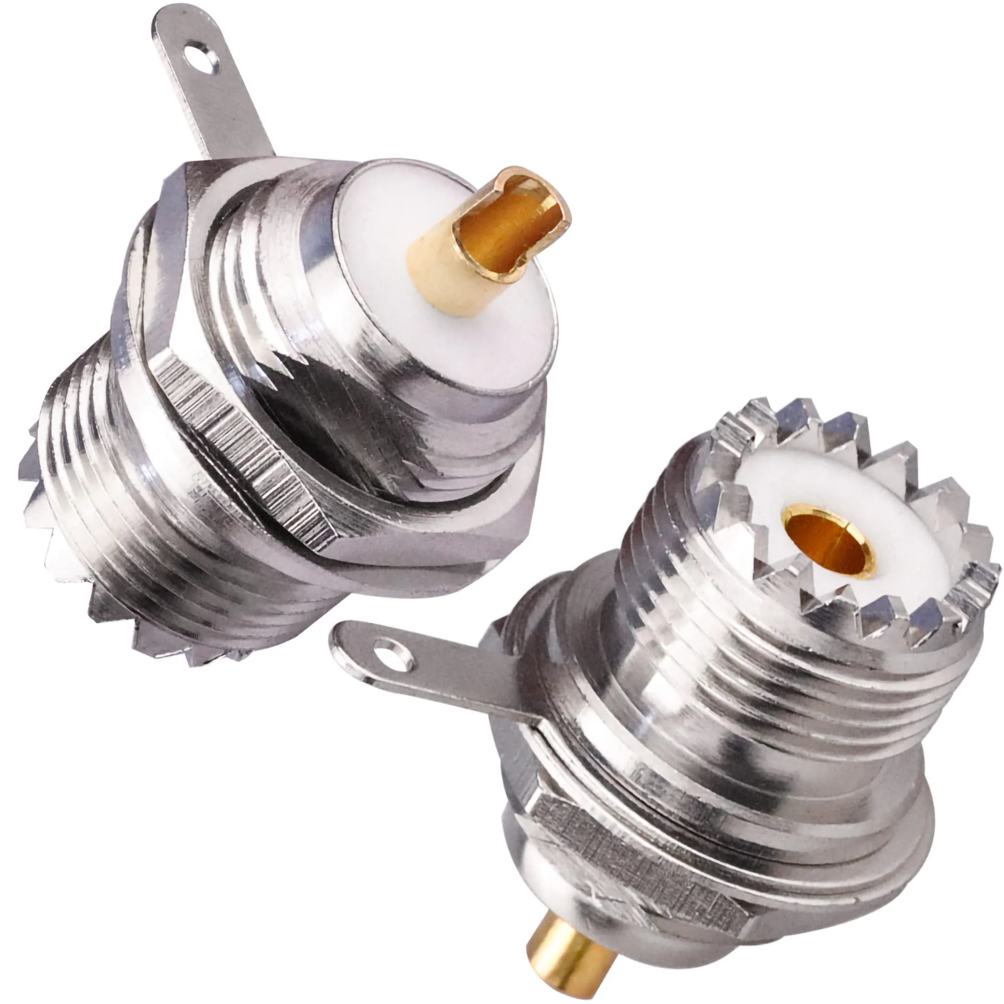 2PCS UHF SO239 Bulkhead Female Coax Connector, PL259 Panel Chassis Mount Flange Solder Cup Coaxial Connector Coax Antenna Adapter for Coaxial Cable, CCTV, WiFi Radios UHF Female Cup - Image 6