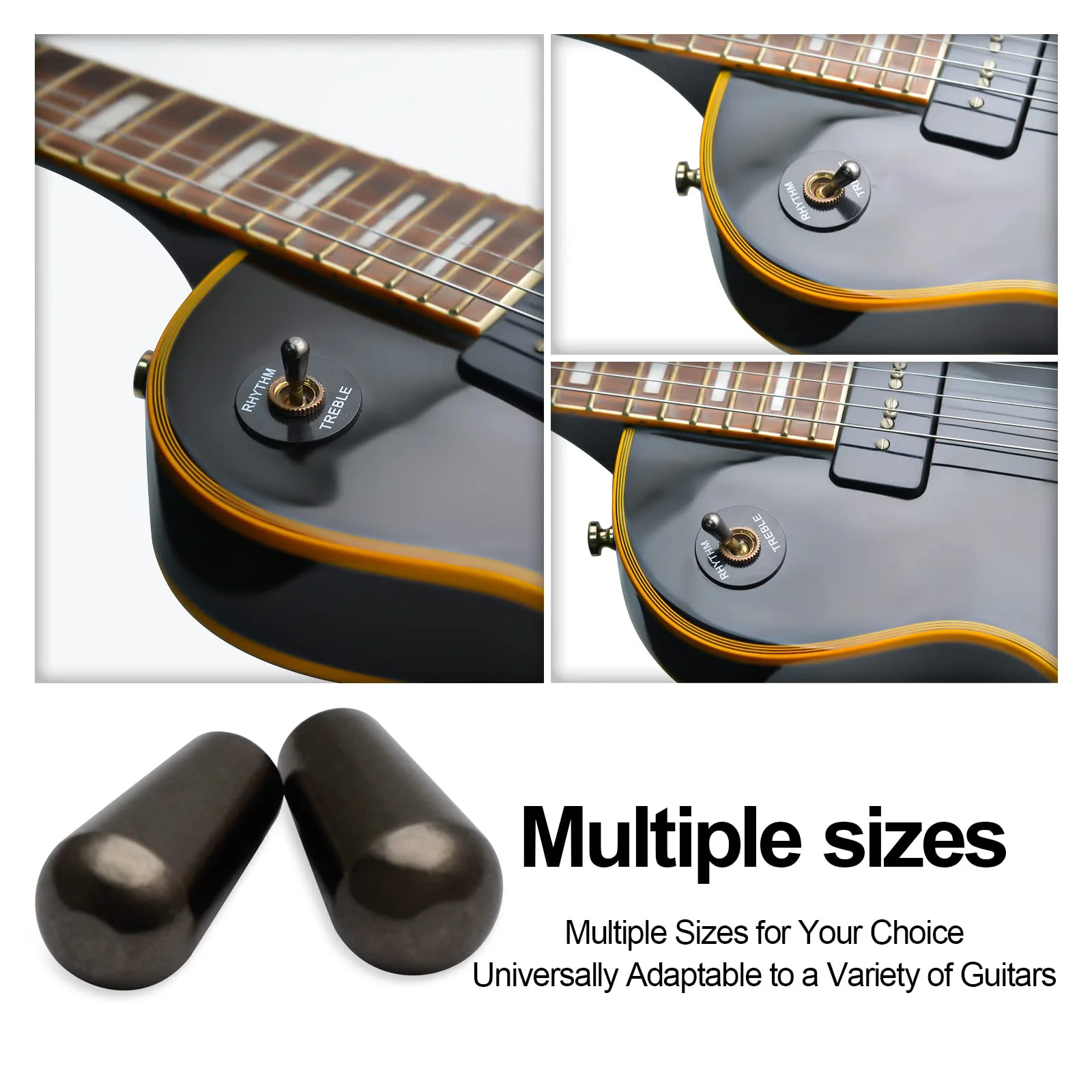 2PCS USA Threaded SAE 8-32 Brass LP Guitar 3 Way Toggle Switch Tip Pickup Switch Knob Fits Gibson Les Paul/Switchcraft Switch (Black) Black - Image 4