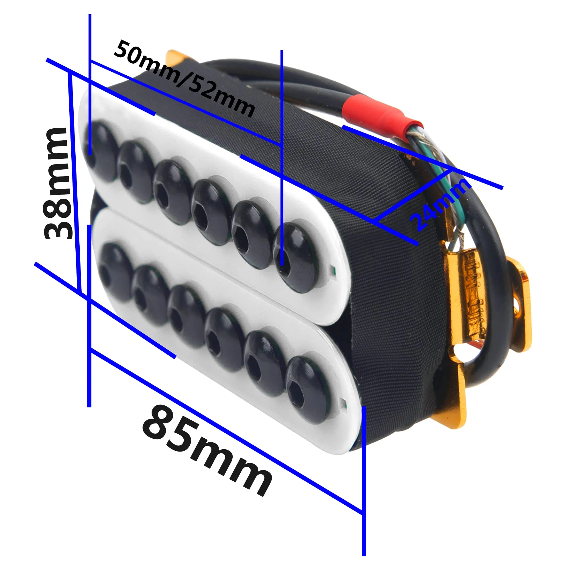 2Pcs Yootones Adjustable Electric Guitar Humbucker Double Coil Pickup Neck 50mm Bridge 52mm Compatible with ST SQ LP Guitar Instrument (White) White - Image 6
