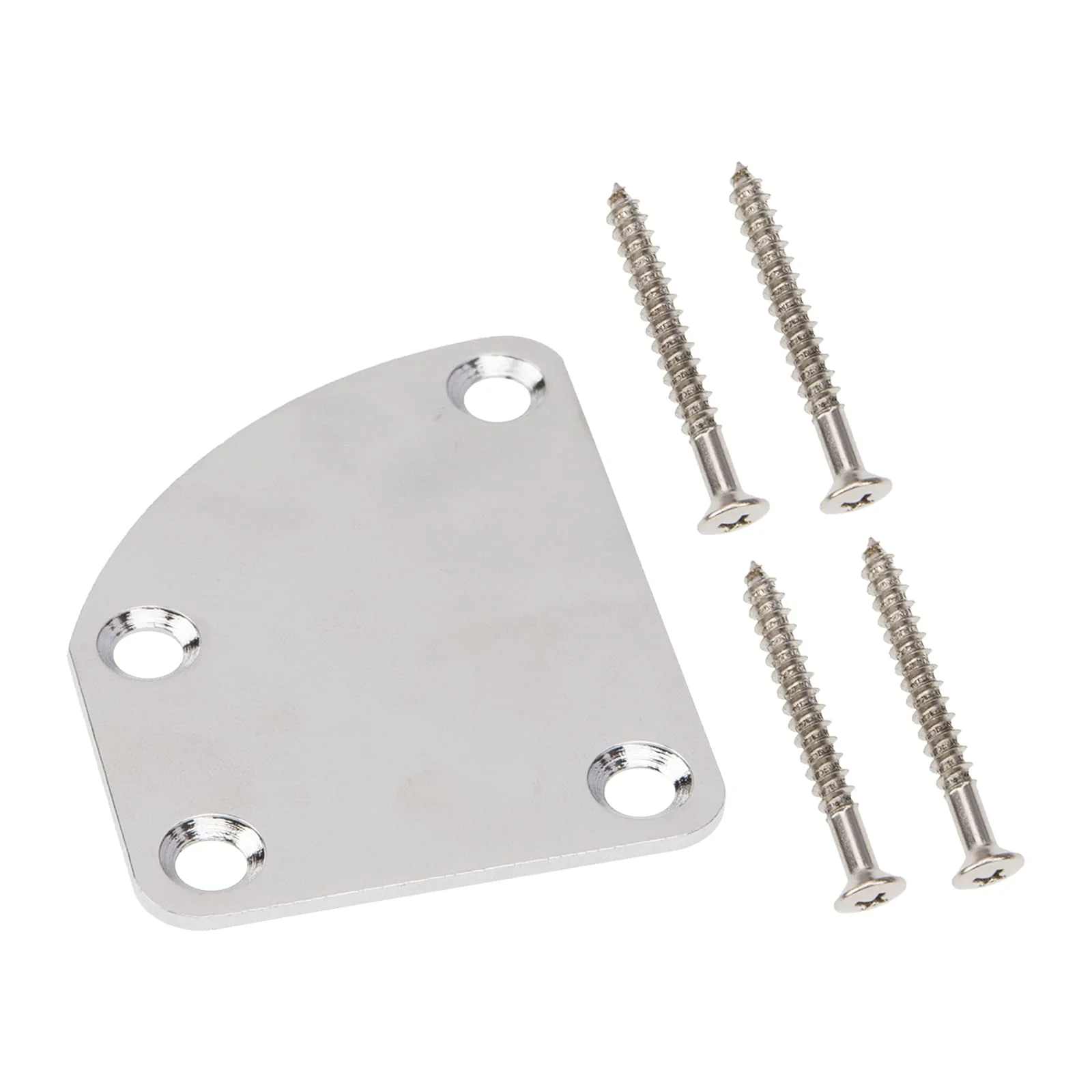 2Pcs Yootones Electric Guitar Neck Plate Curved Semi-Round Neck Joint Back Mounting Plate 4 Holes with Screws Compatible with Guitar Bass Parts Replacement (Silver) - Image 2