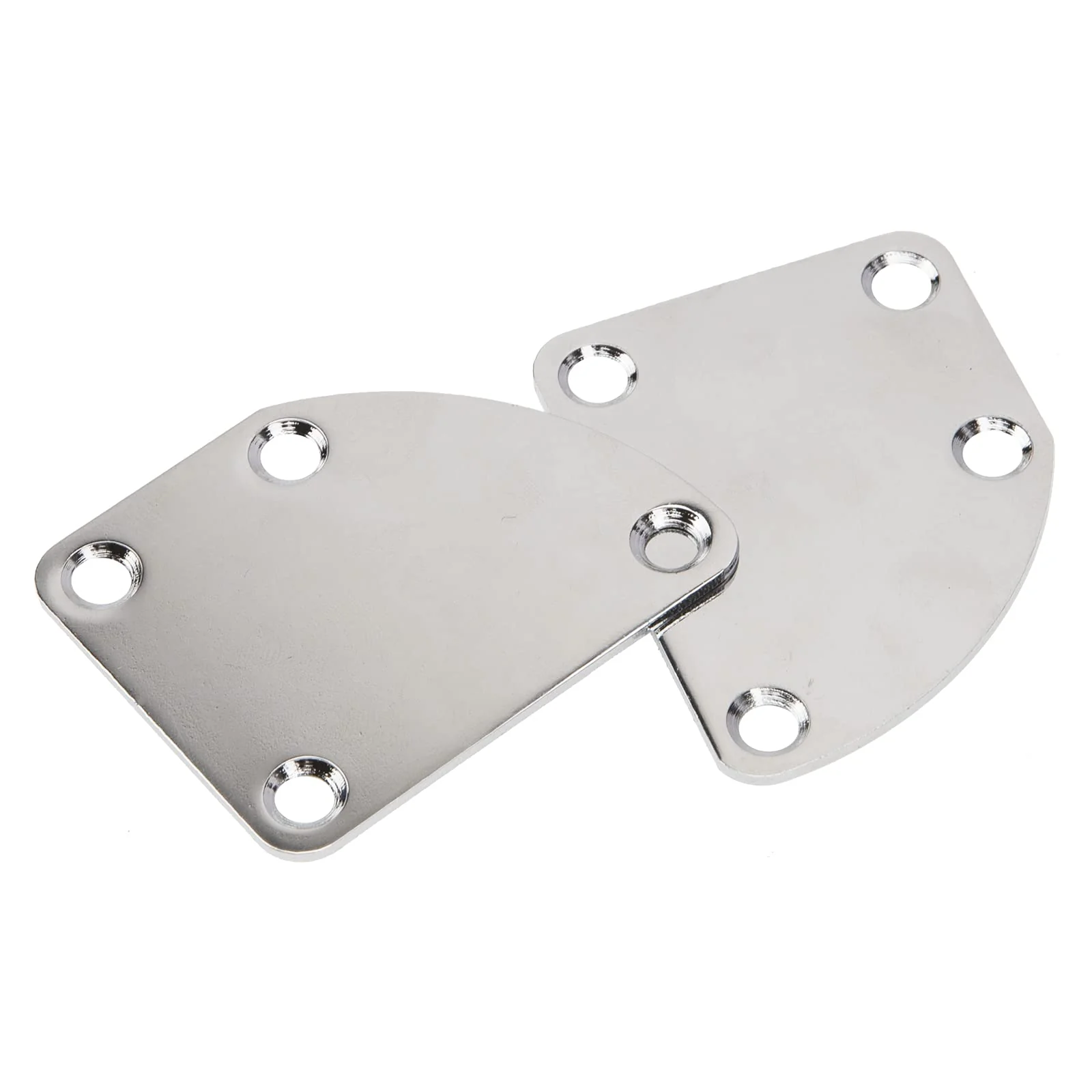 2Pcs Yootones Electric Guitar Neck Plate Curved Semi-Round Neck Joint Back Mounting Plate 4 Holes with Screws Compatible with Guitar Bass Parts Replacement (Silver) - Image 3